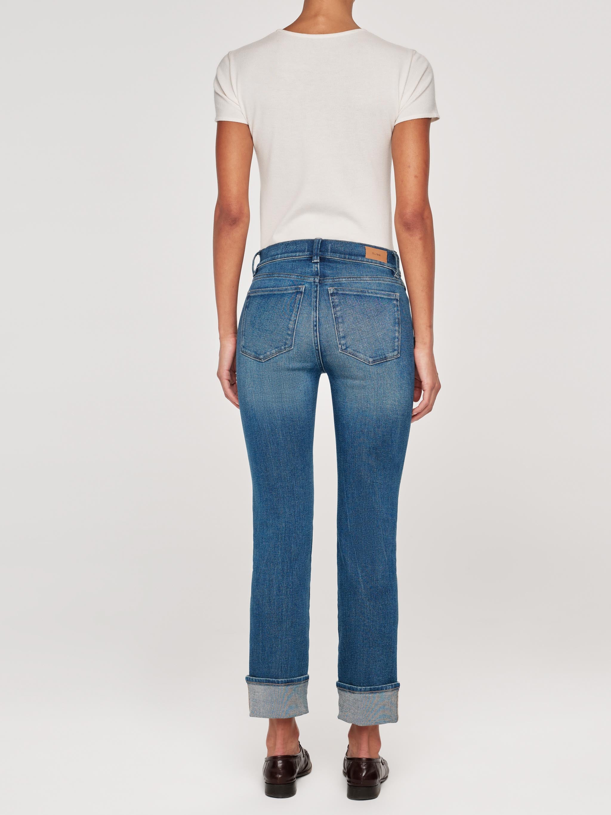 Mara Straight Mid Rise Instasculpt™ Ankle Jeans | Hulton Cuffed