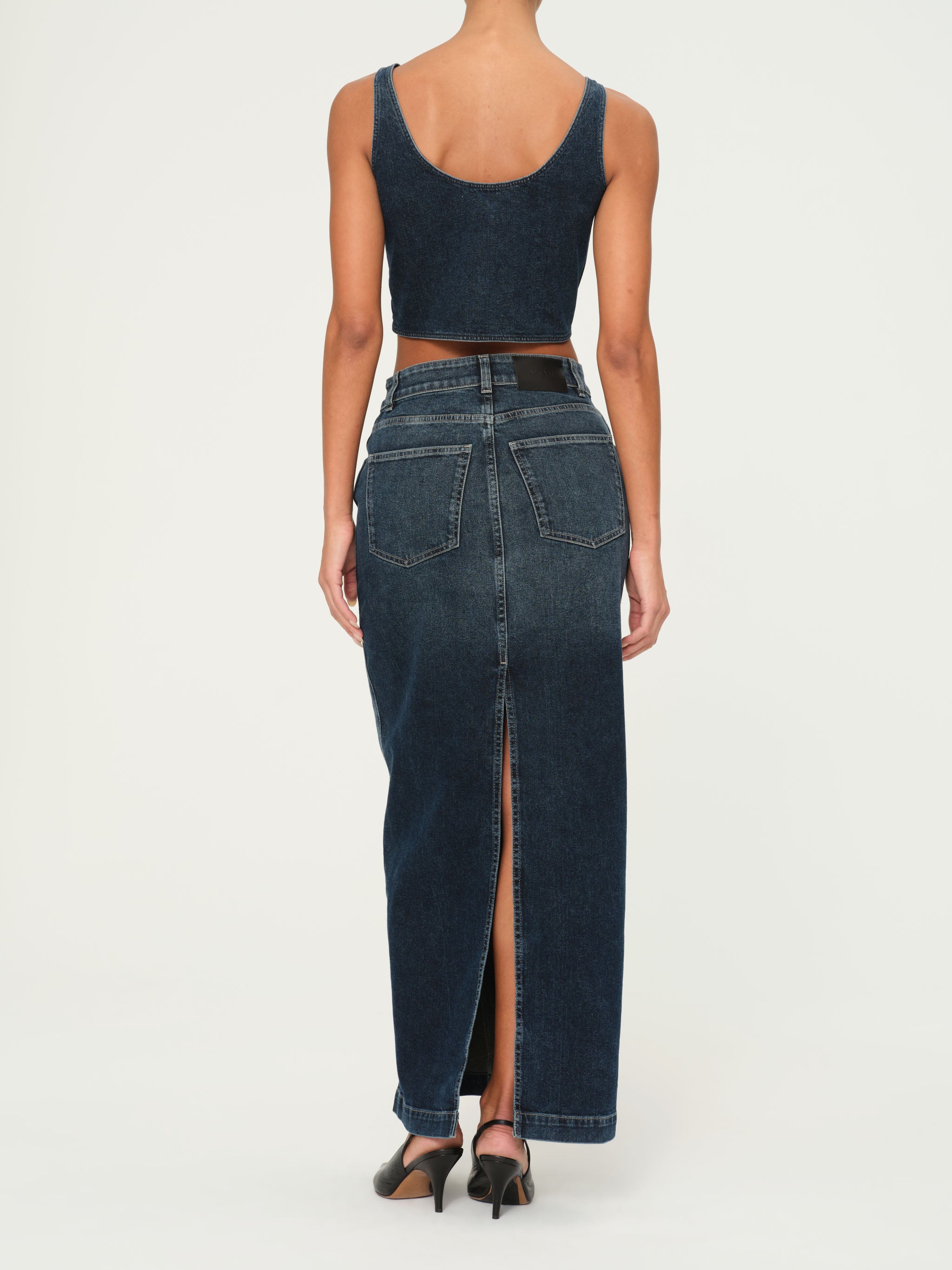 Lexie High Rise Denim Skirt Maxi  | Cromer