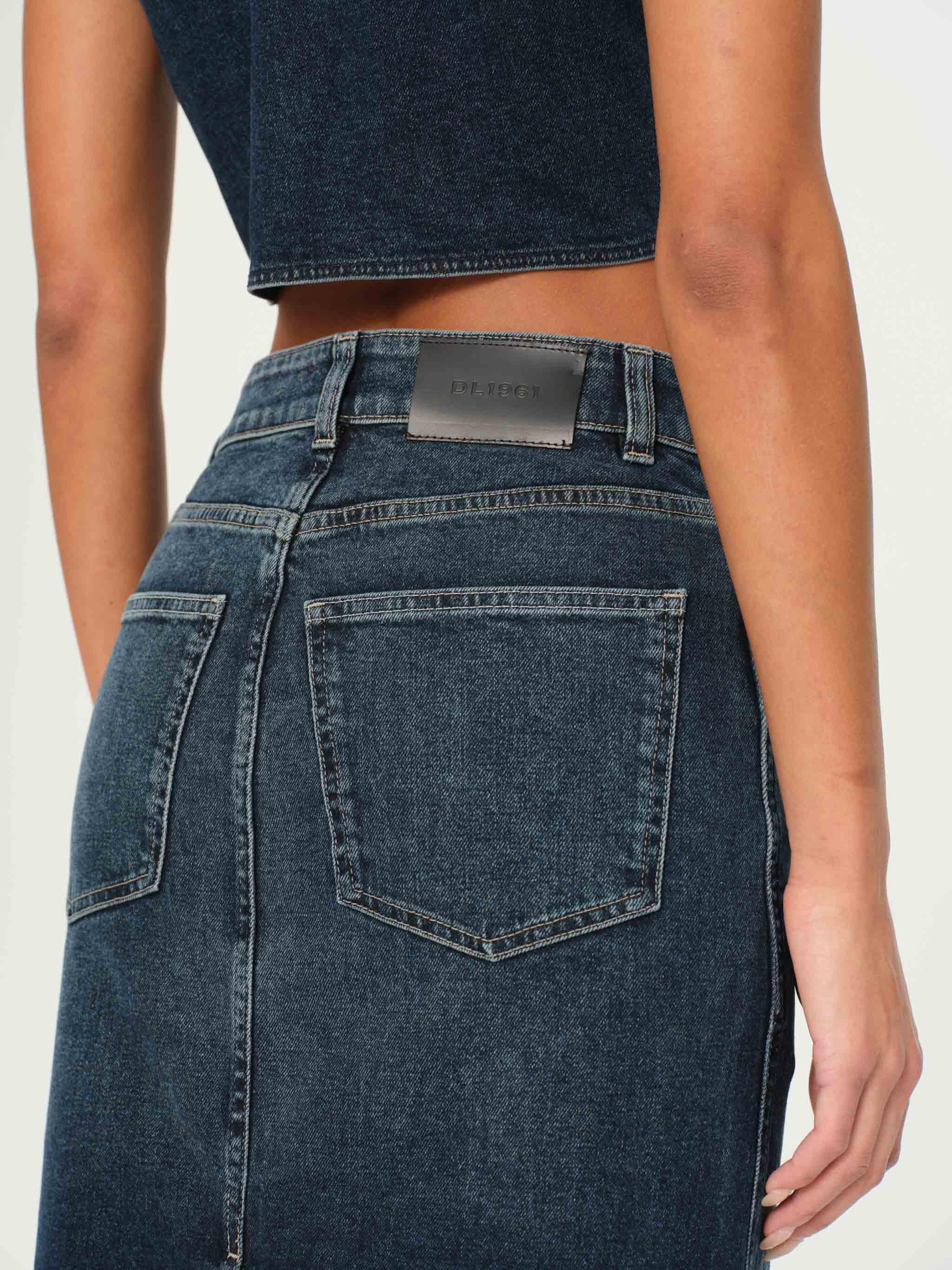 Lexie High Rise Denim Skirt Maxi  | Cromer