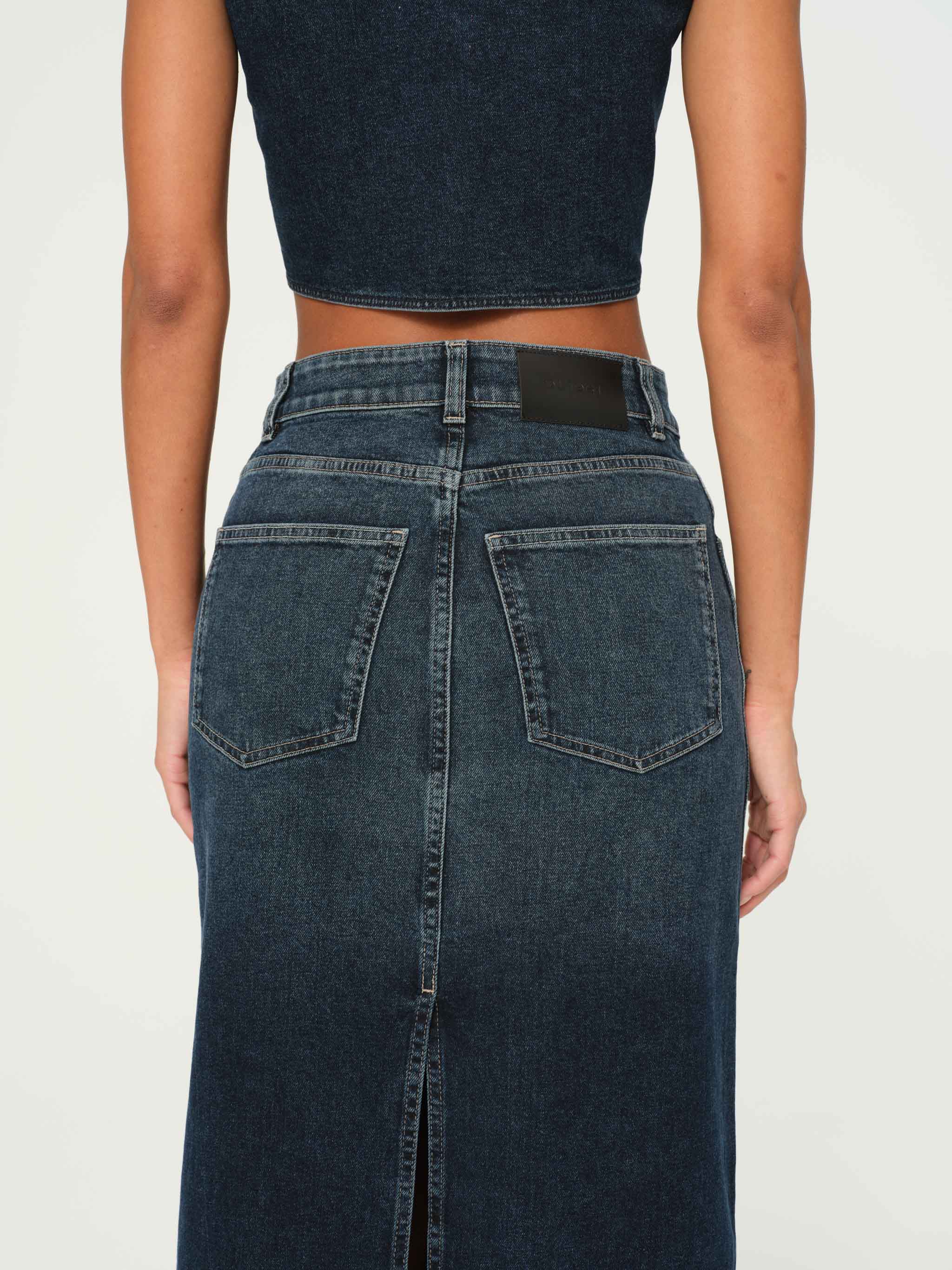 Lexie High Rise Denim Skirt Maxi  | Cromer