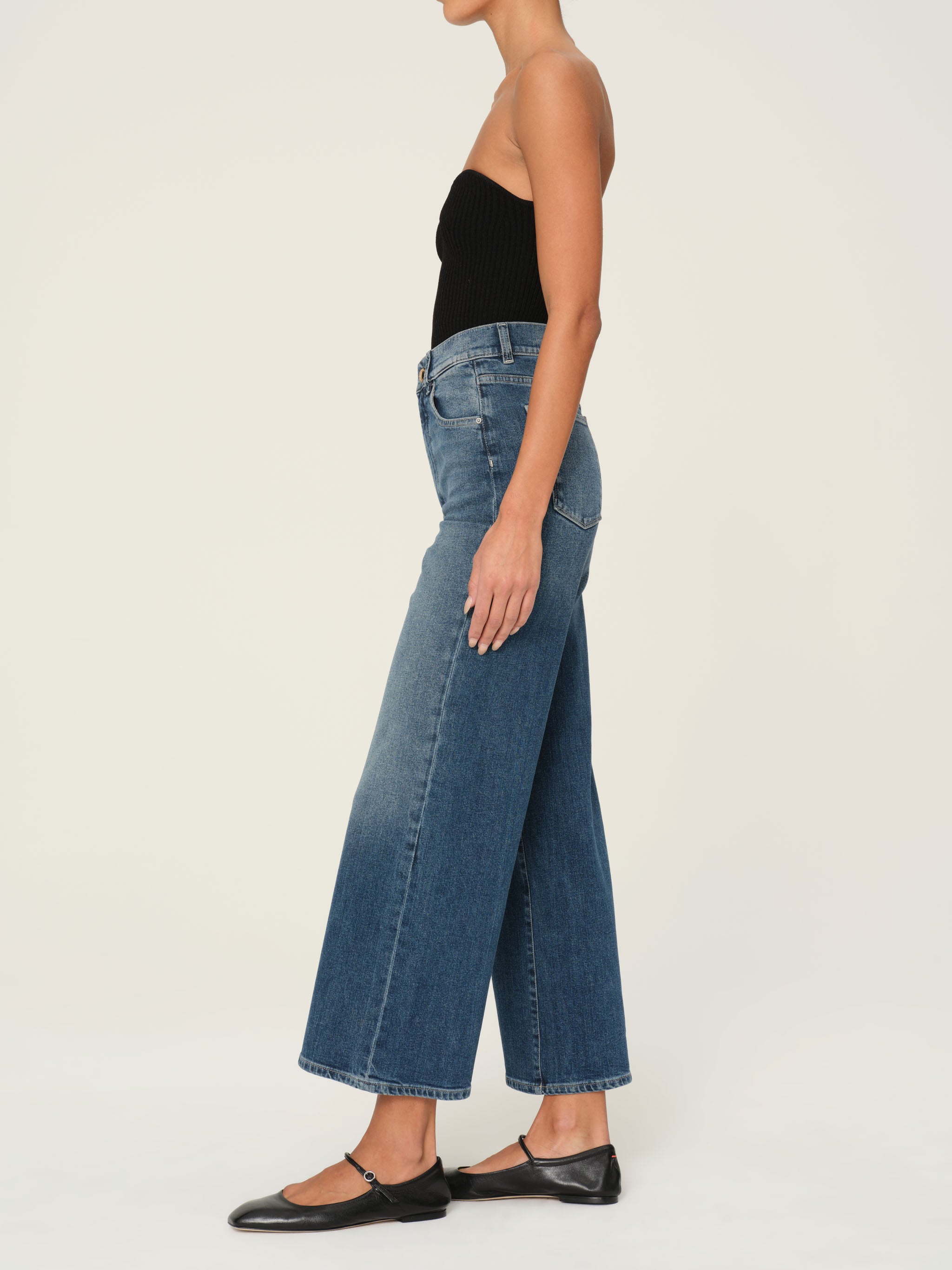 Hepburn Wide Leg High Rise Ankle Jeans | Seagate