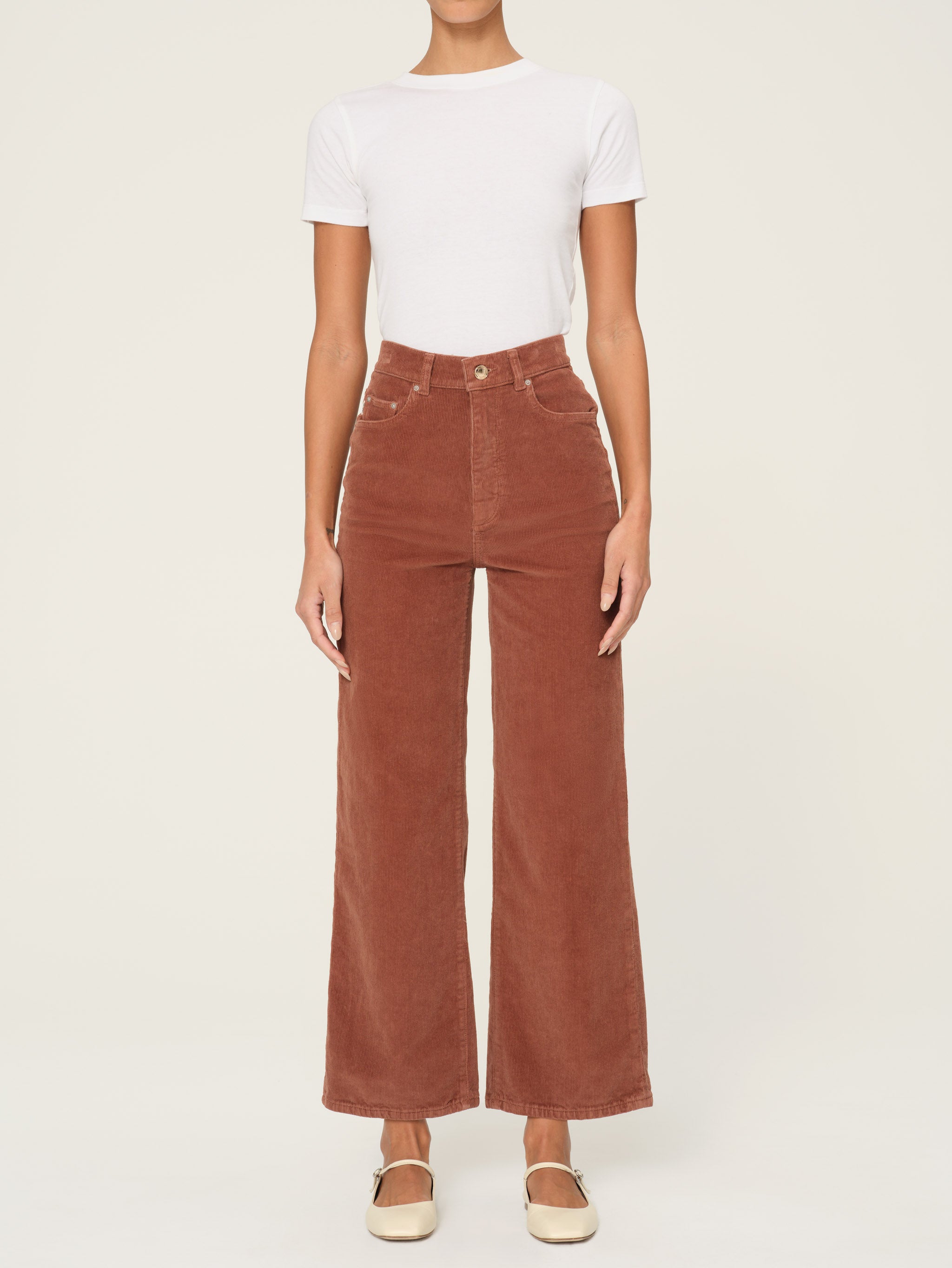 Hepburn Wide Leg High Rise Ankle | Terracotta