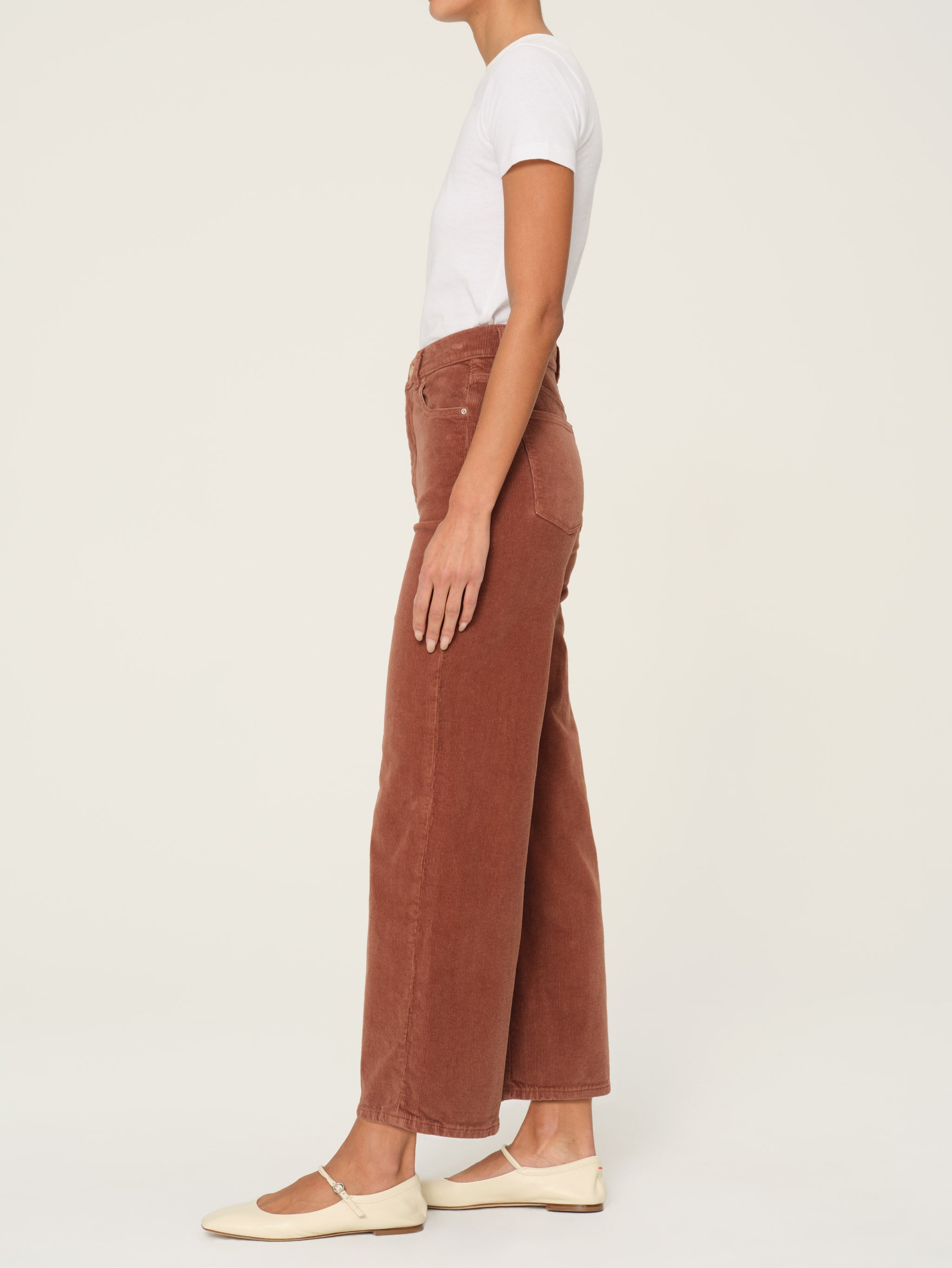 Hepburn Wide Leg High Rise Ankle | Terracotta