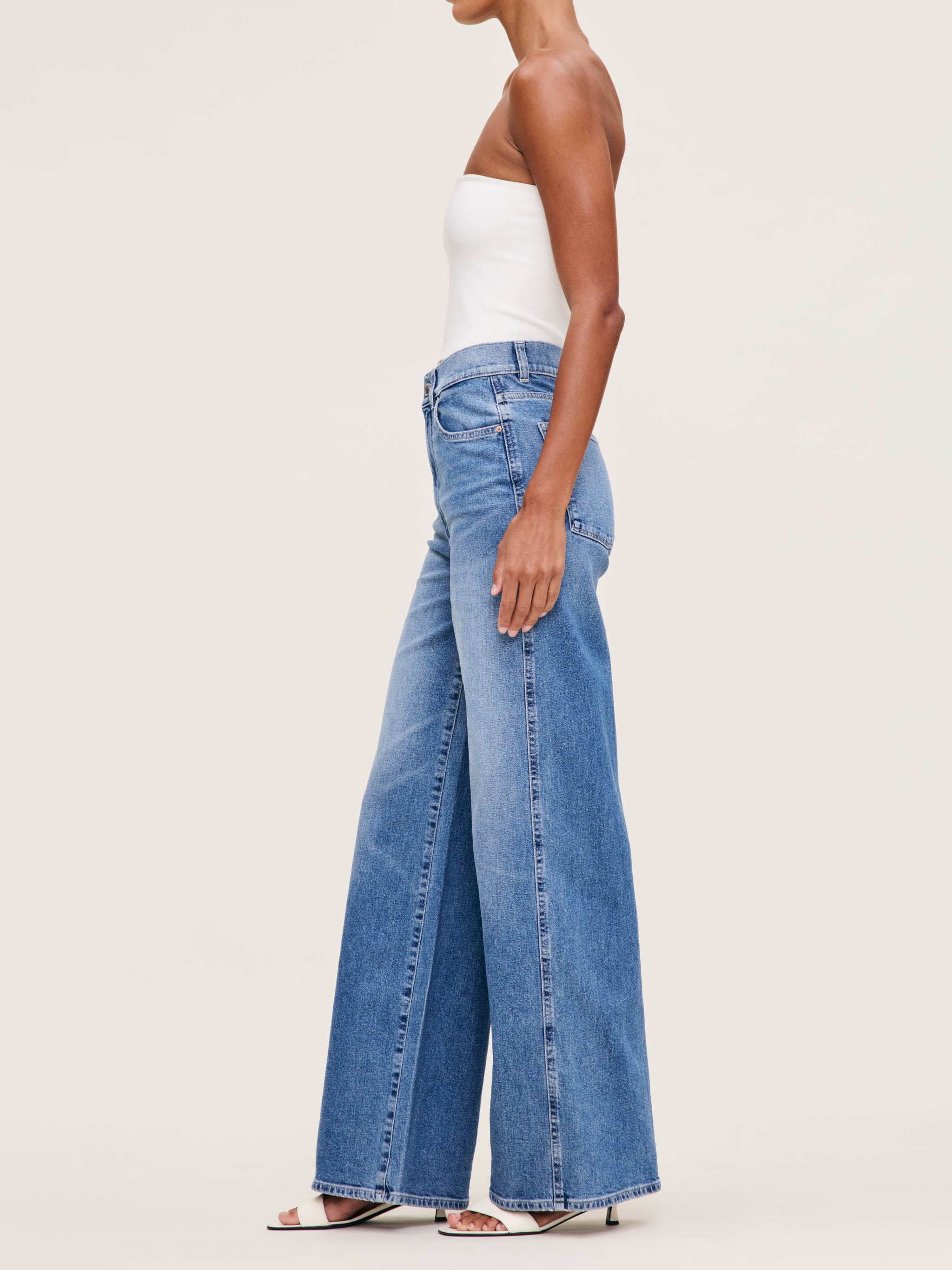 Women's High Rise Wide Leg Blue Jeans