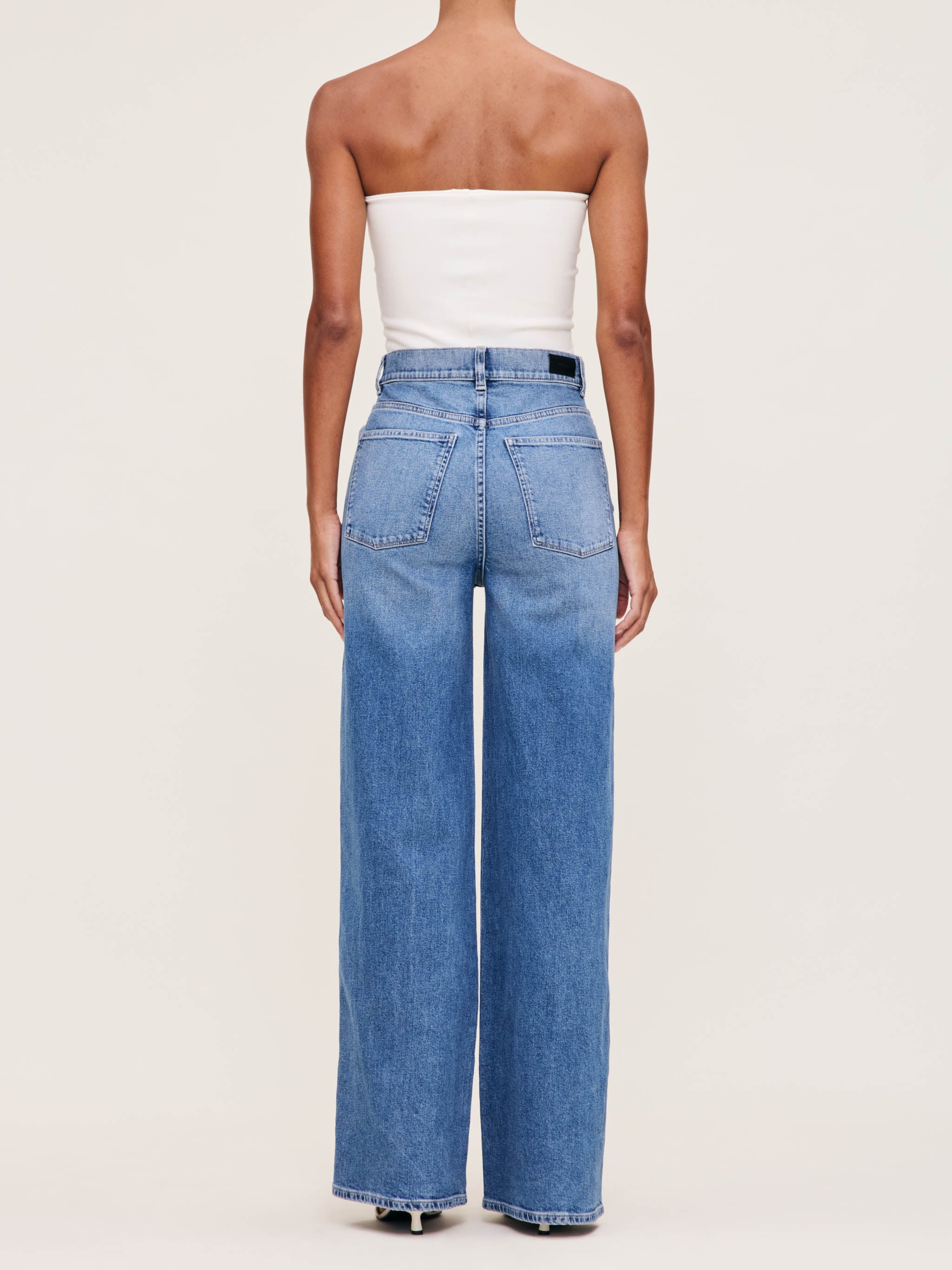 Women's High Rise Wide Leg Blue Jeans