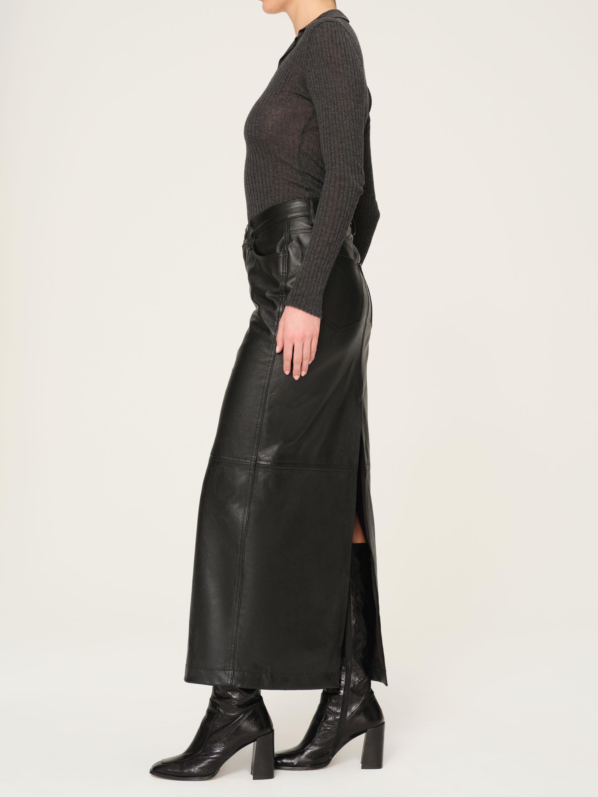 Lexie High Rise Skirt Maxi | Obsidian