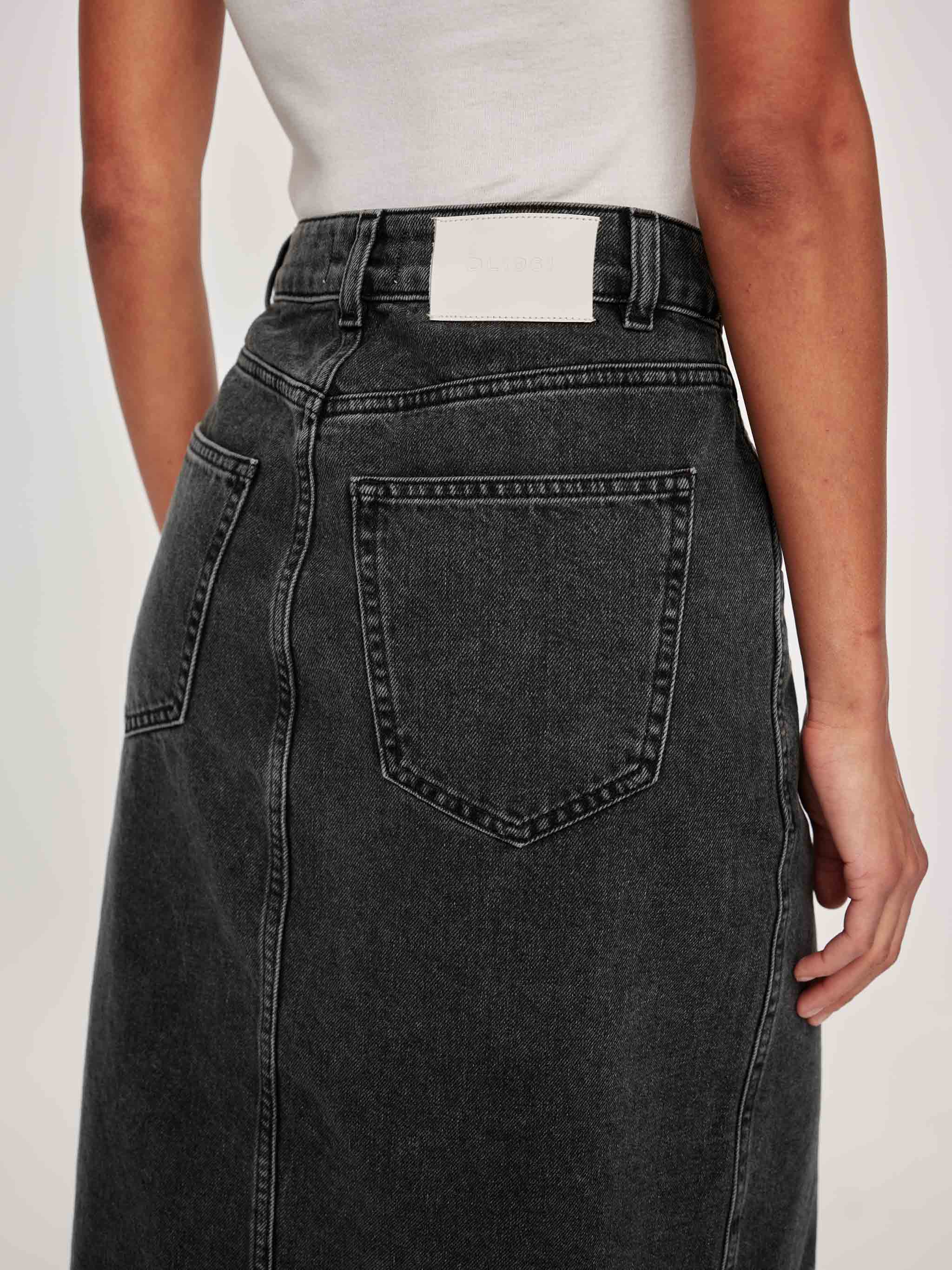 Lexie High Rise Denim Skirt Midi | Lt. Nightshade