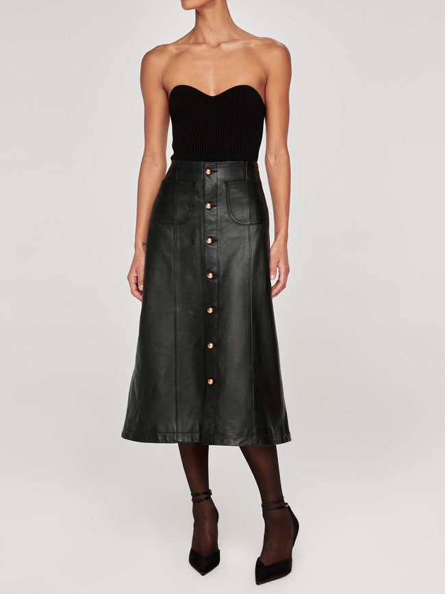 Alma Skirt Button Front | Obsidian