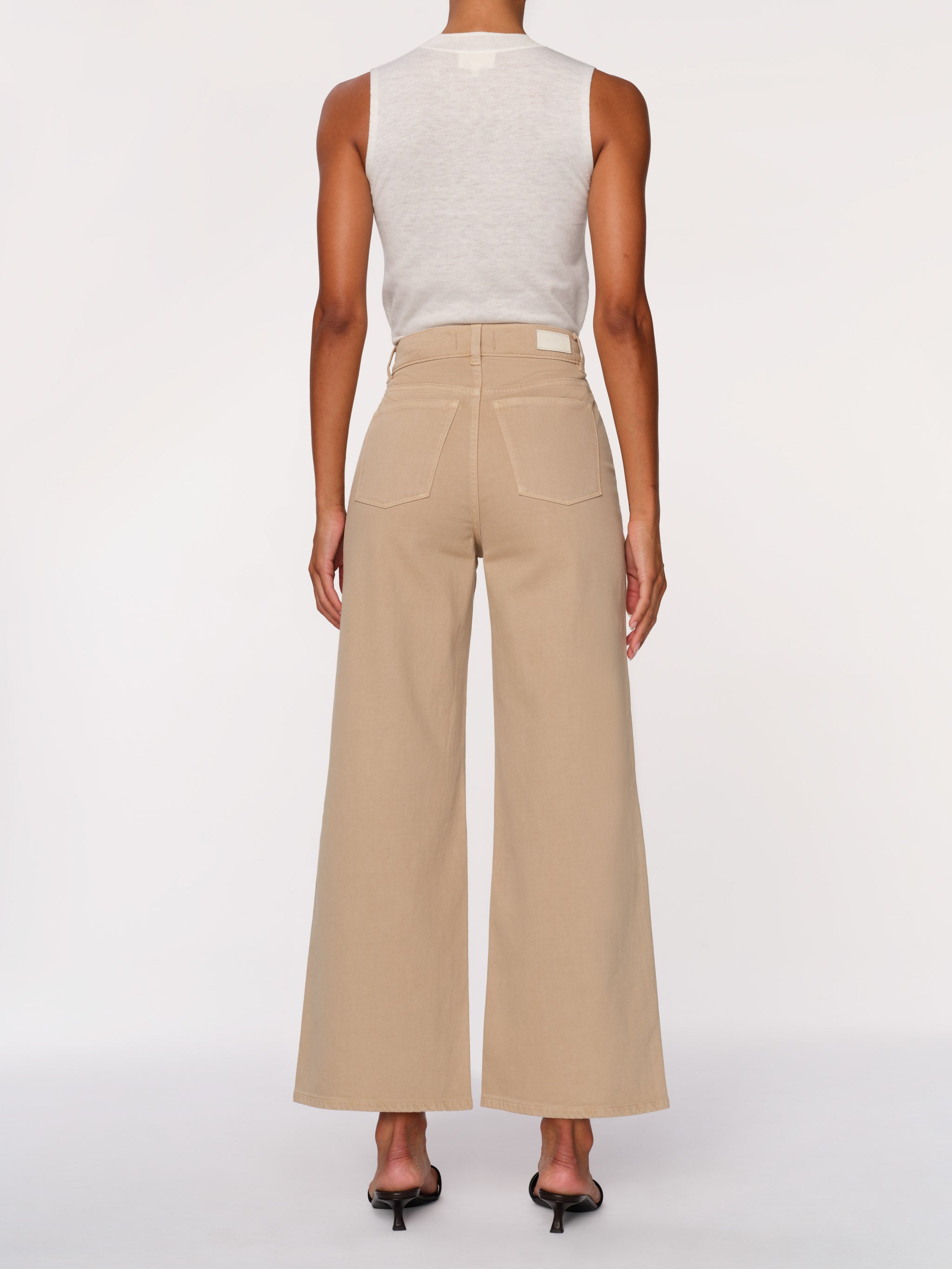 Hepburn Wide Leg High Rise Ankle Jeans | Almond