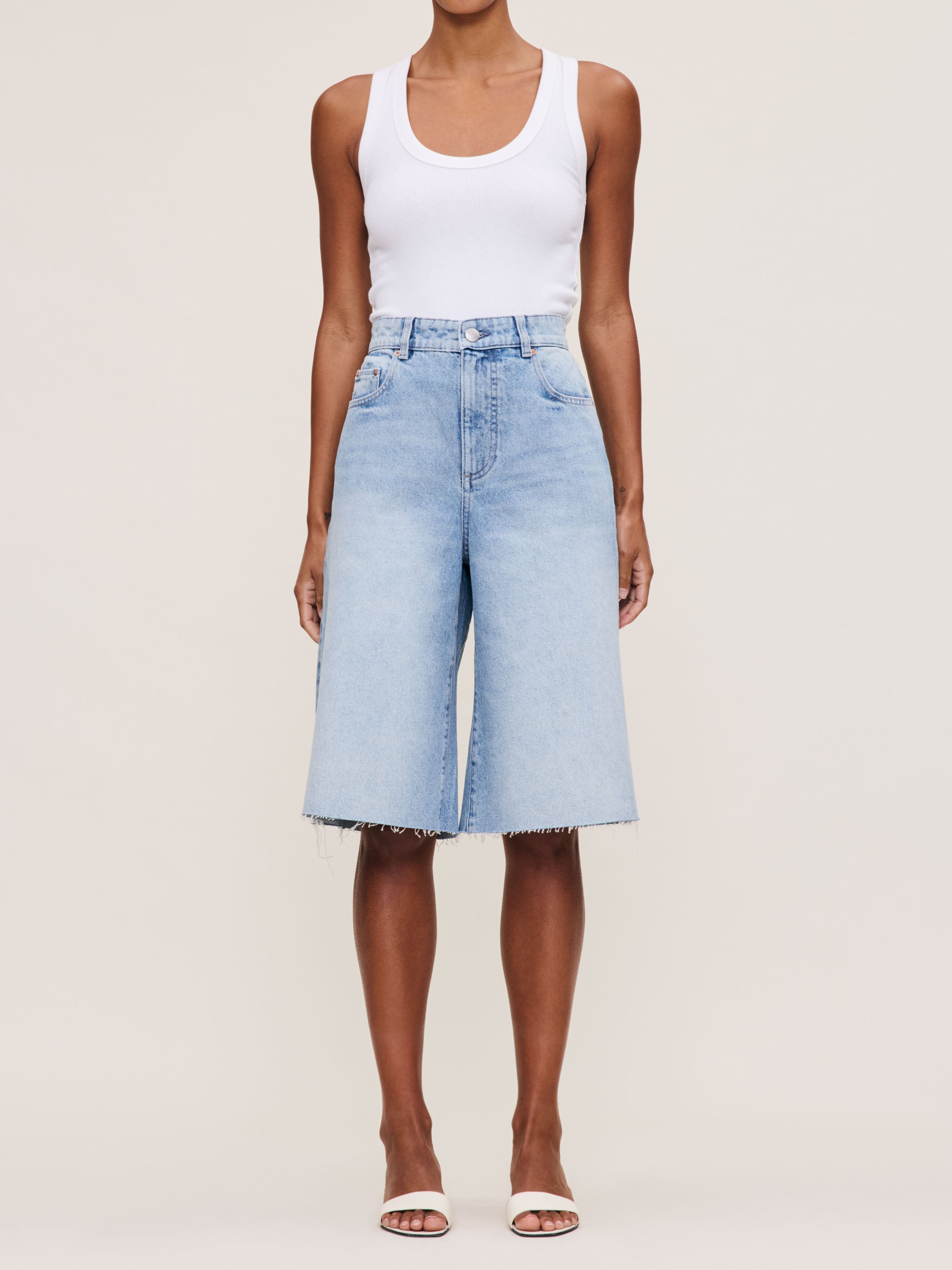 women's ultra white leg blue jean