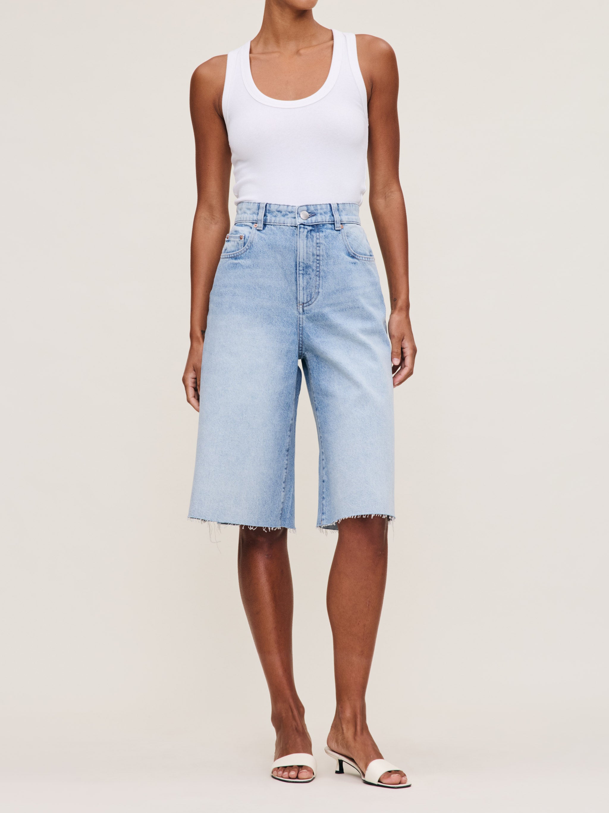 women's ultra white leg blue jean