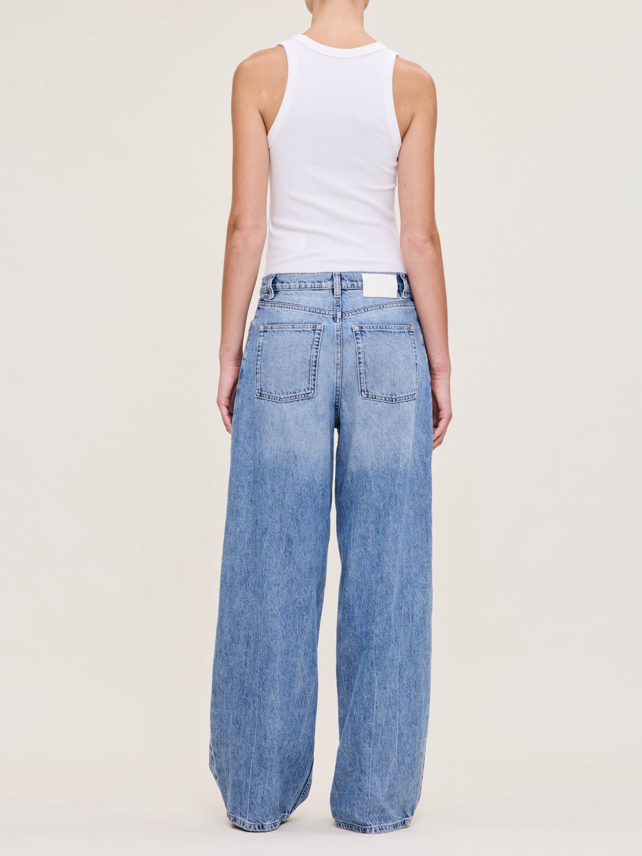 Women's High Rise Wide Barrel Leg Blue Jeans