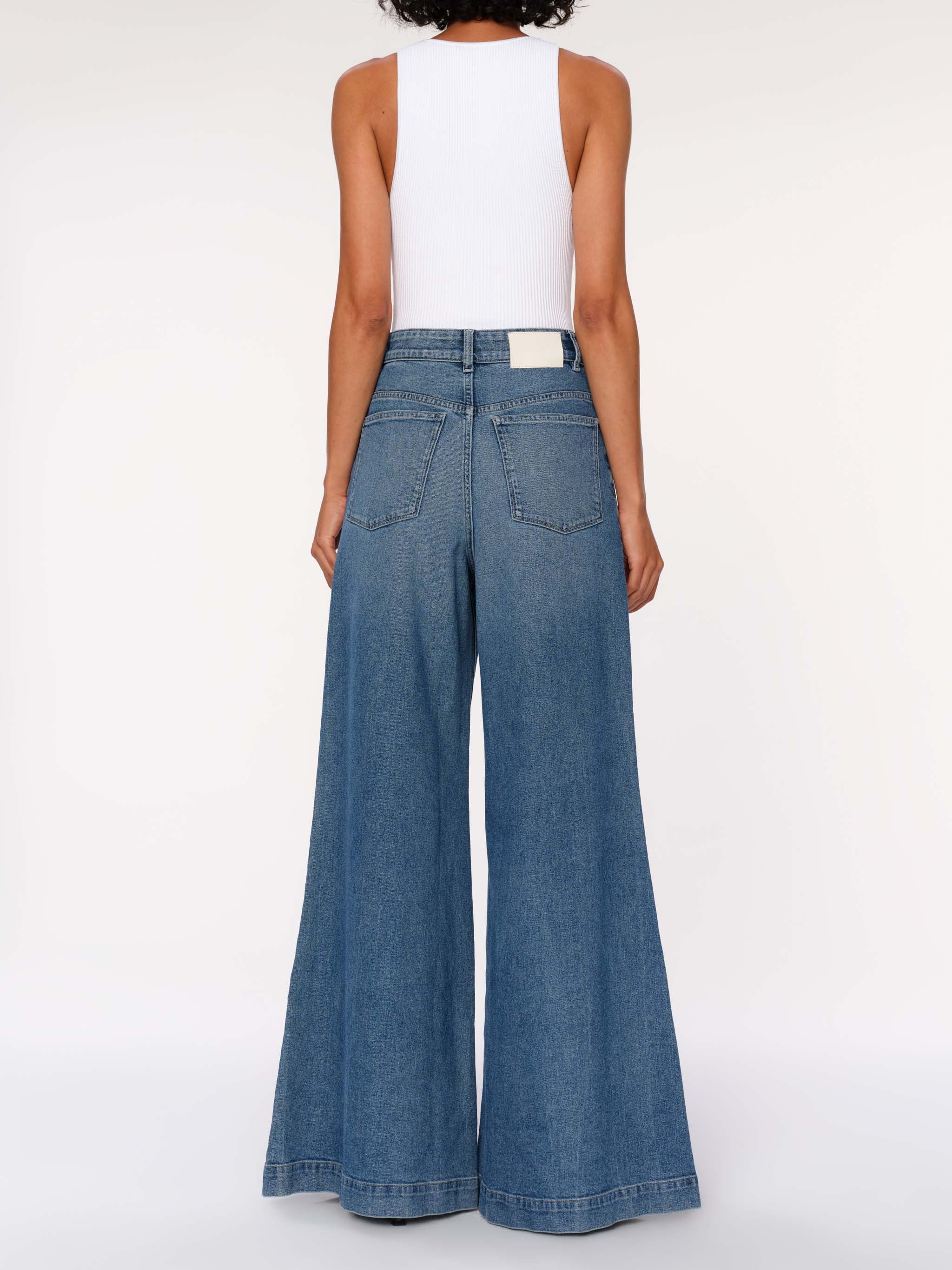 Women's High Rise Wide Leg Blue Jeans