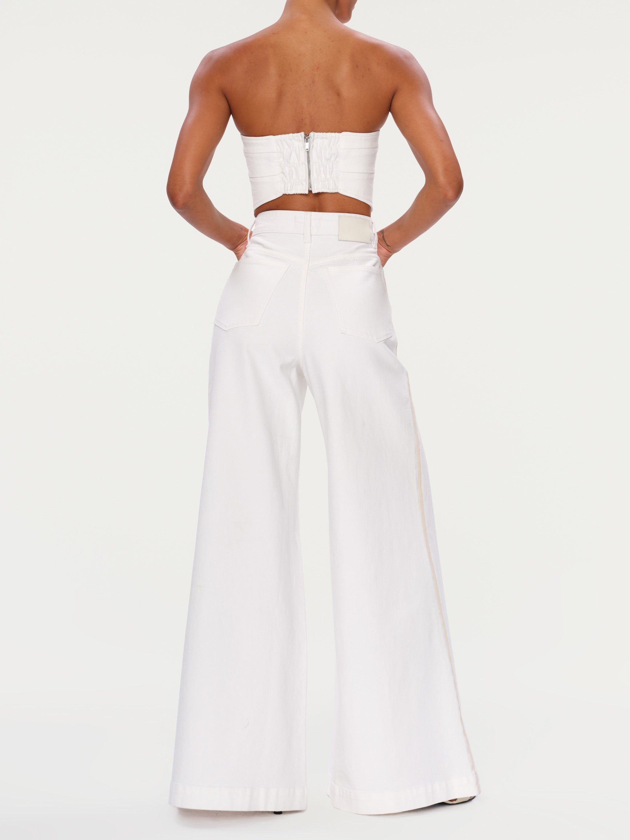 Women's High Rise Wide Leg White Jeans