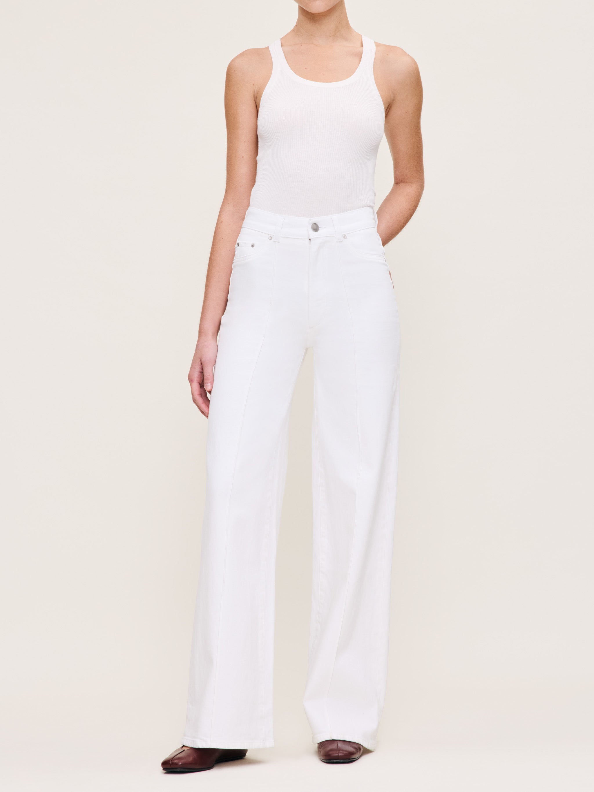 Women's White Wide Leg Jeans