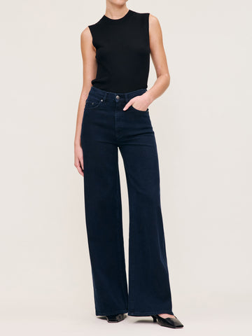 women's wide leg blue jean