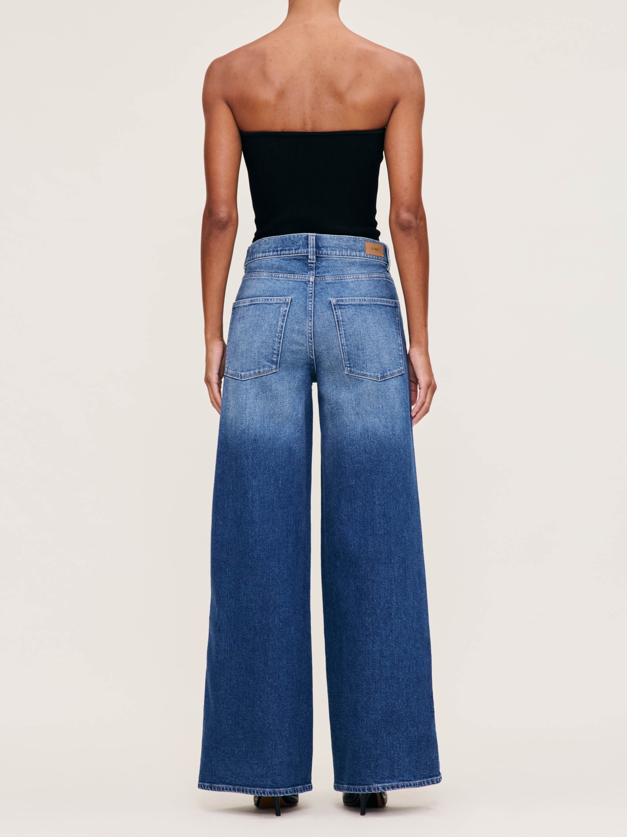 Women's Mid Rise WIde Leg Blue Jeans