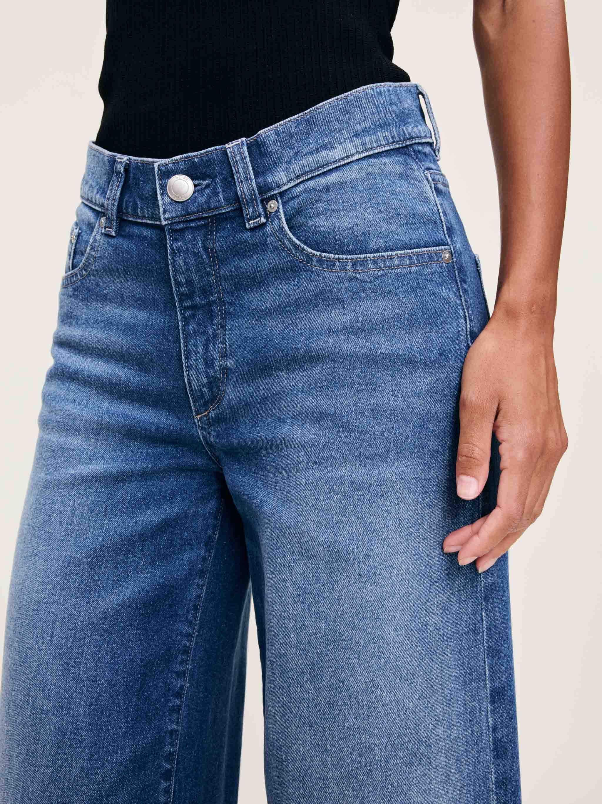 Women's Mid Rise WIde Leg Blue Jeans