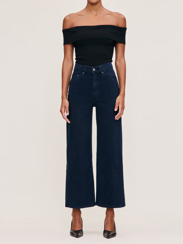 women's wide leg blue jean