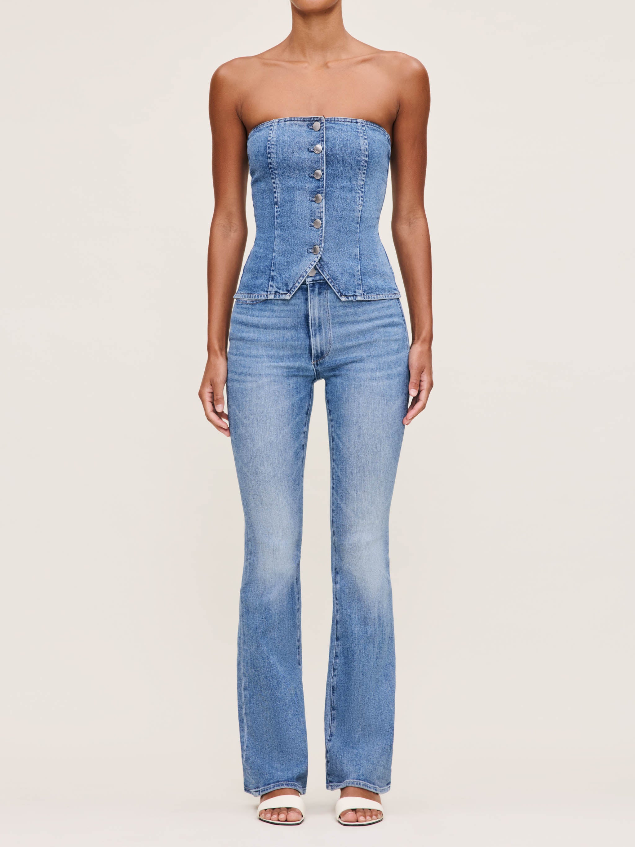 Women's Blue Denim Bustier Top