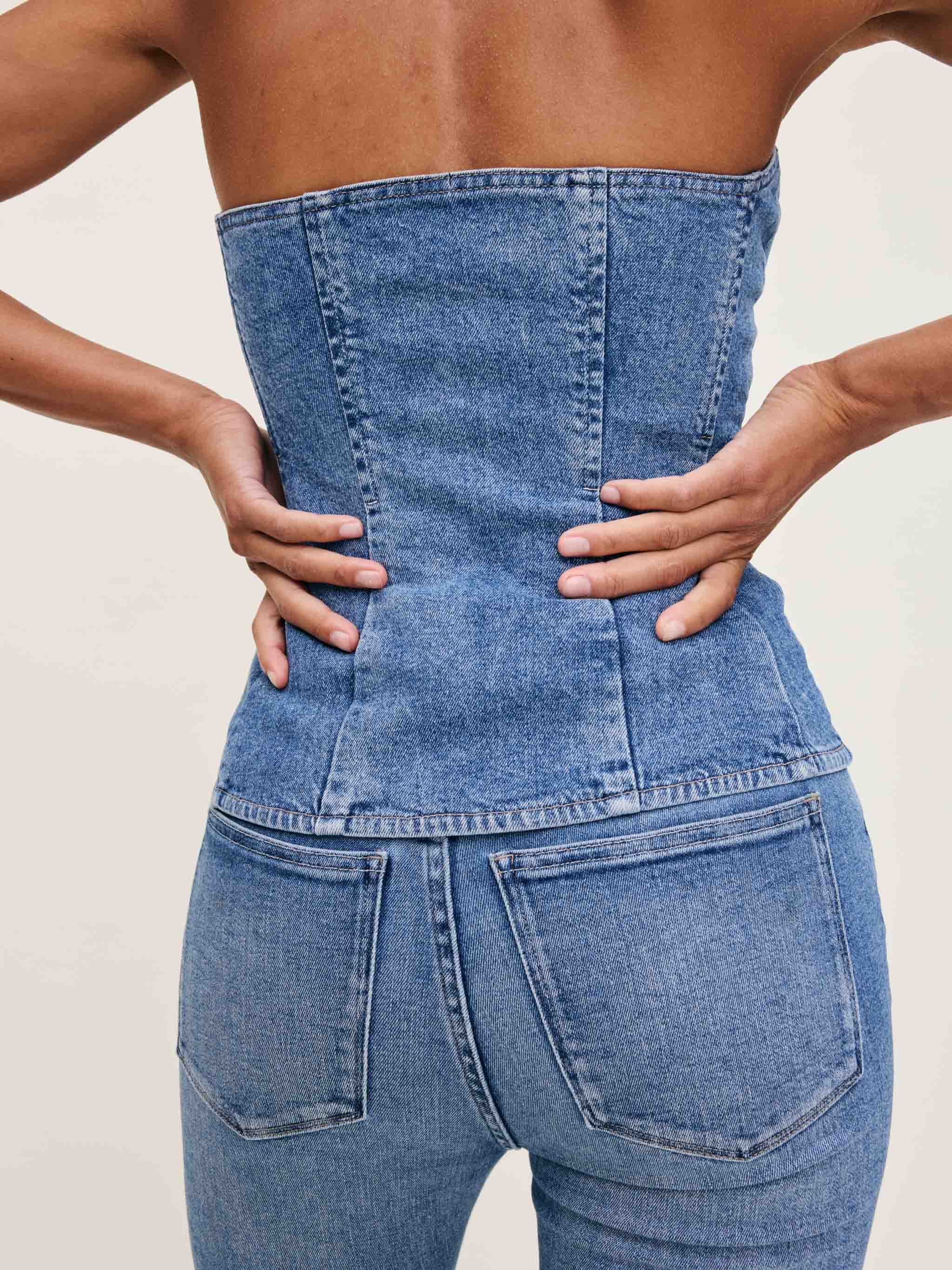 Women's Blue Denim Bustier Top