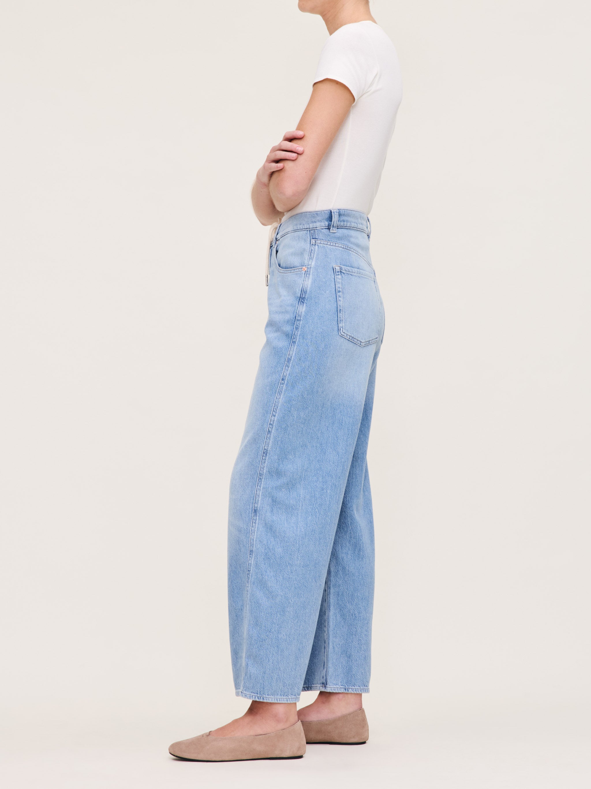 women's barrel blue jean