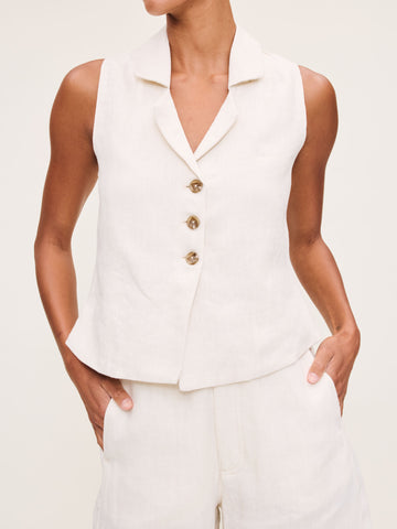 トップス COLENNE TOP bibiy 14019_TAYLORSHORT7_FLAXLINEN_8