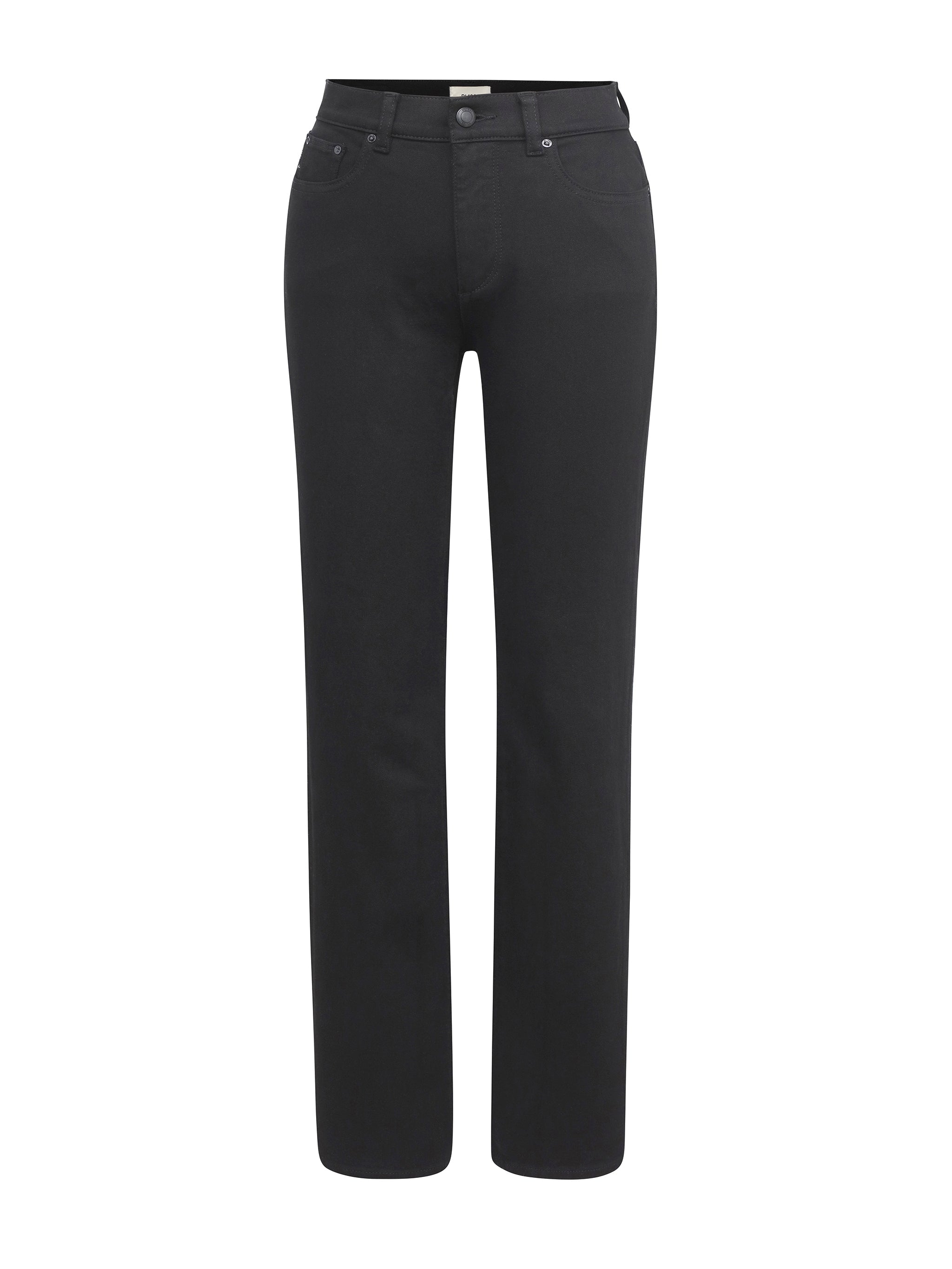 Mara Straight jeans in Black, ghost-mannequin product shot on white, front view.