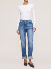 Patti Straight High Rise Ankle Jeans | Opal Beach Cuffed