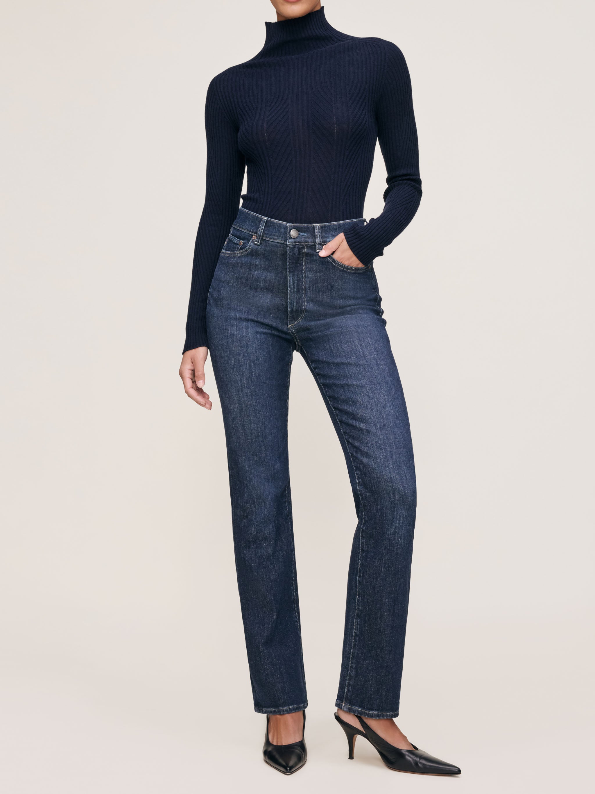 women's straight blue jean