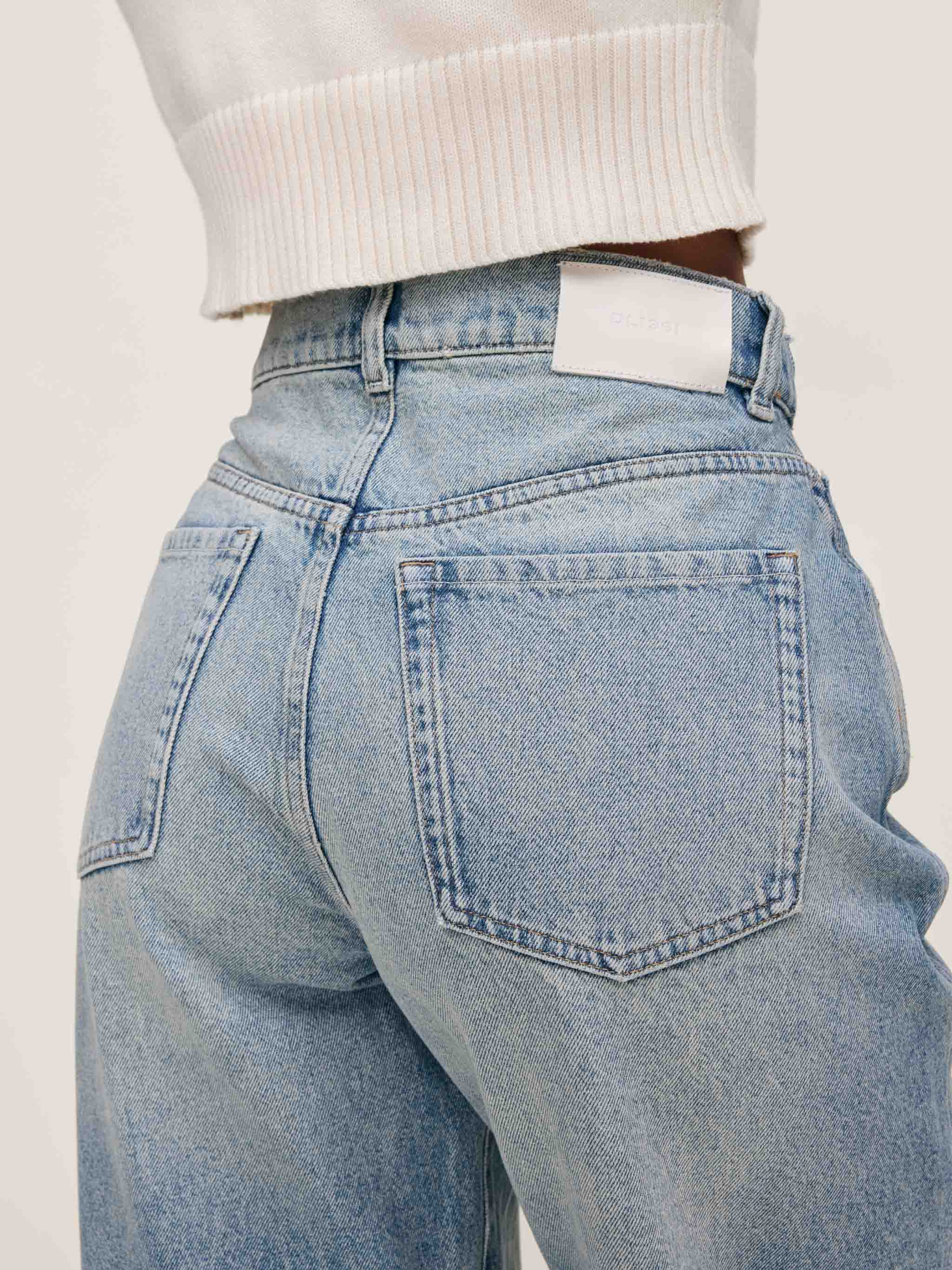 women's barrel blue jean