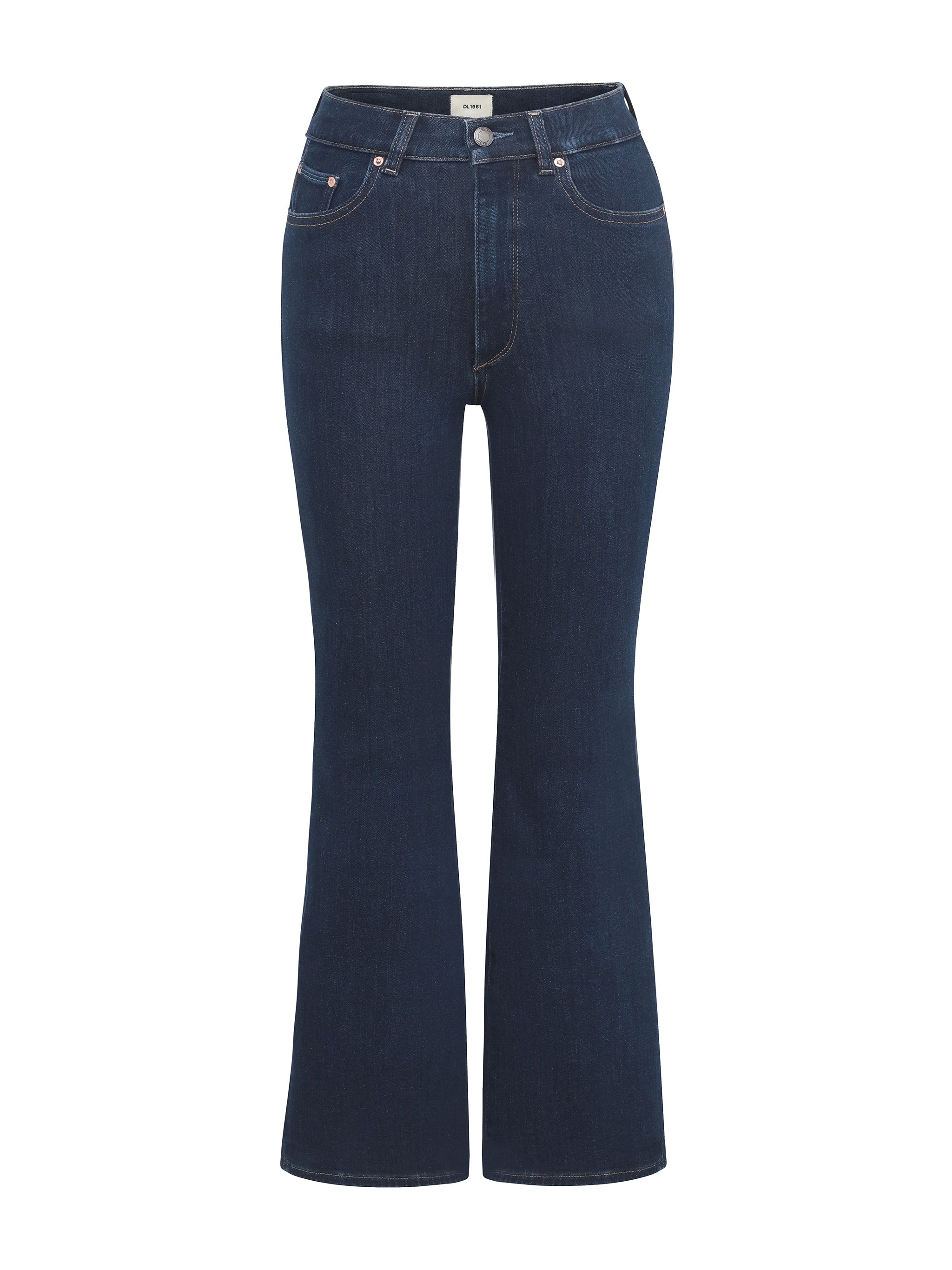 Bridget Boot jeans in Lunar Sky, ghost-mannequin product shot on white, front view.