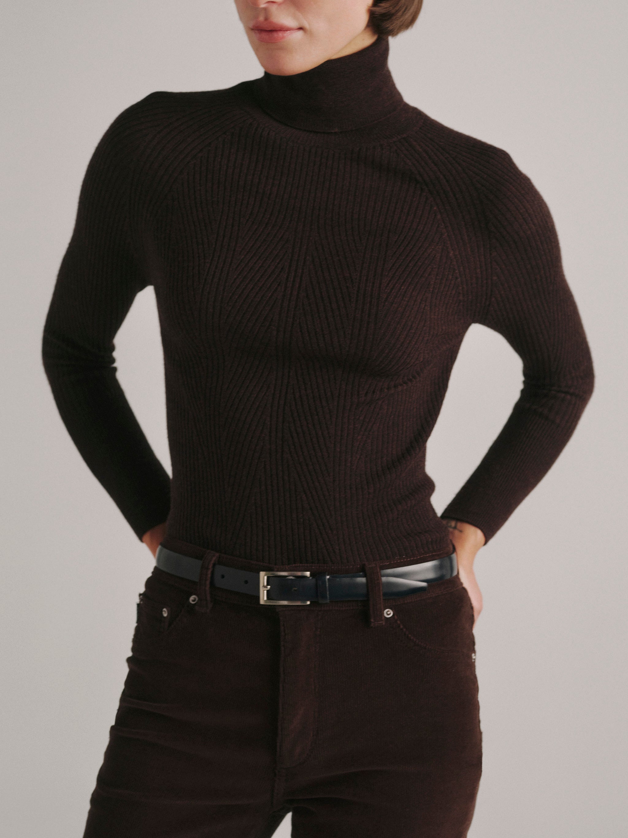 Raglan Sleeve Turtleneck Sweater | Brunette
