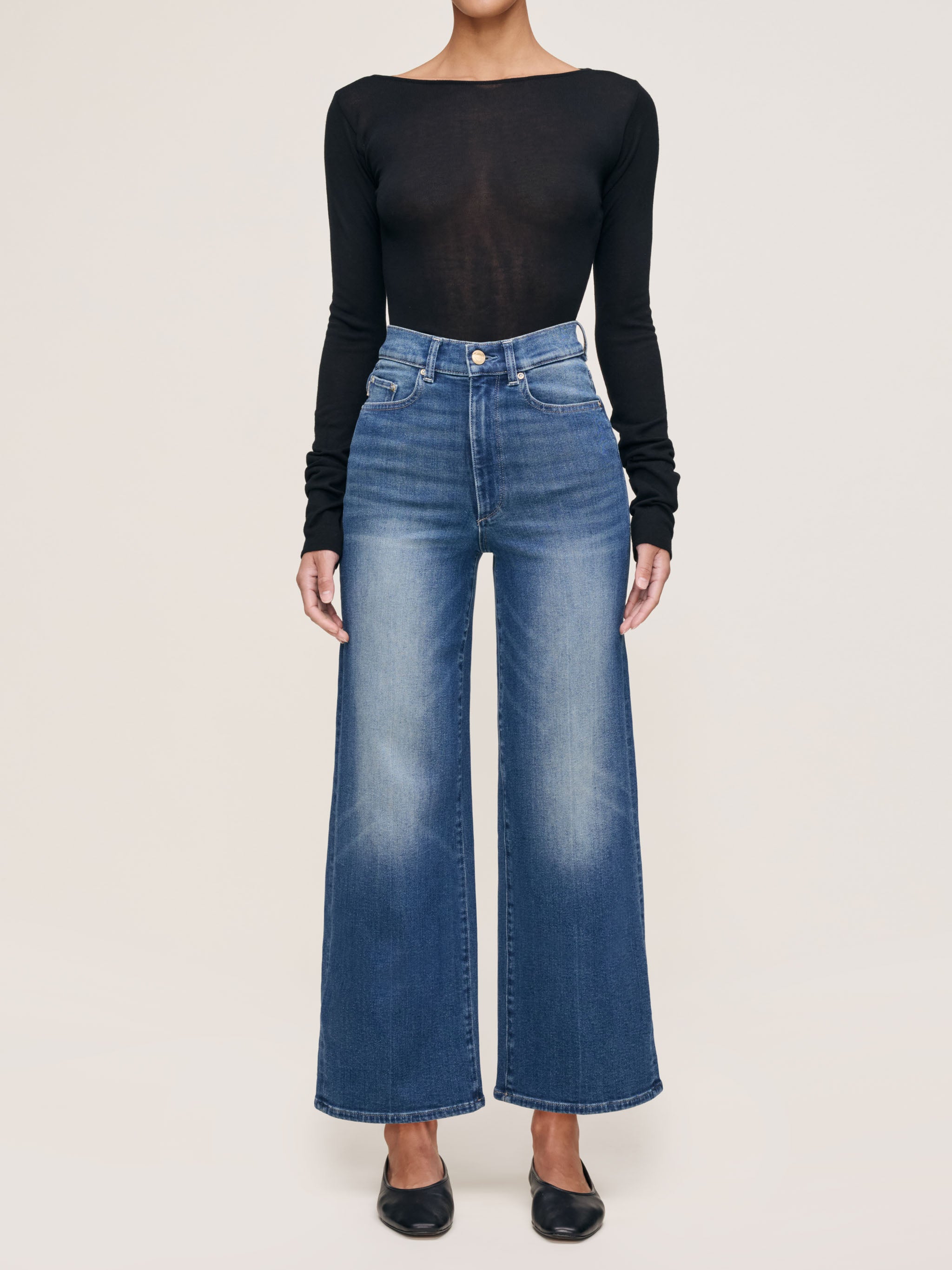 women's wide leg blue jean