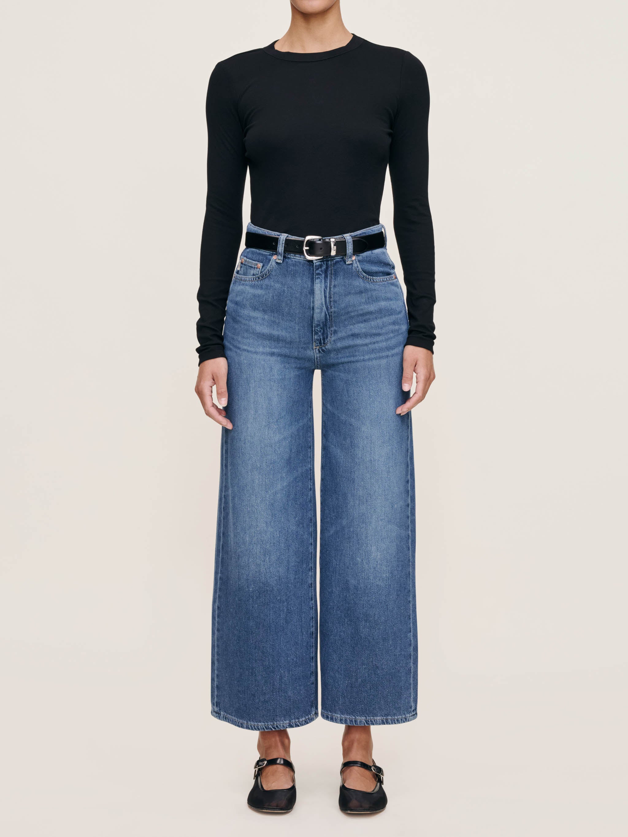 women's wide leg blue jean