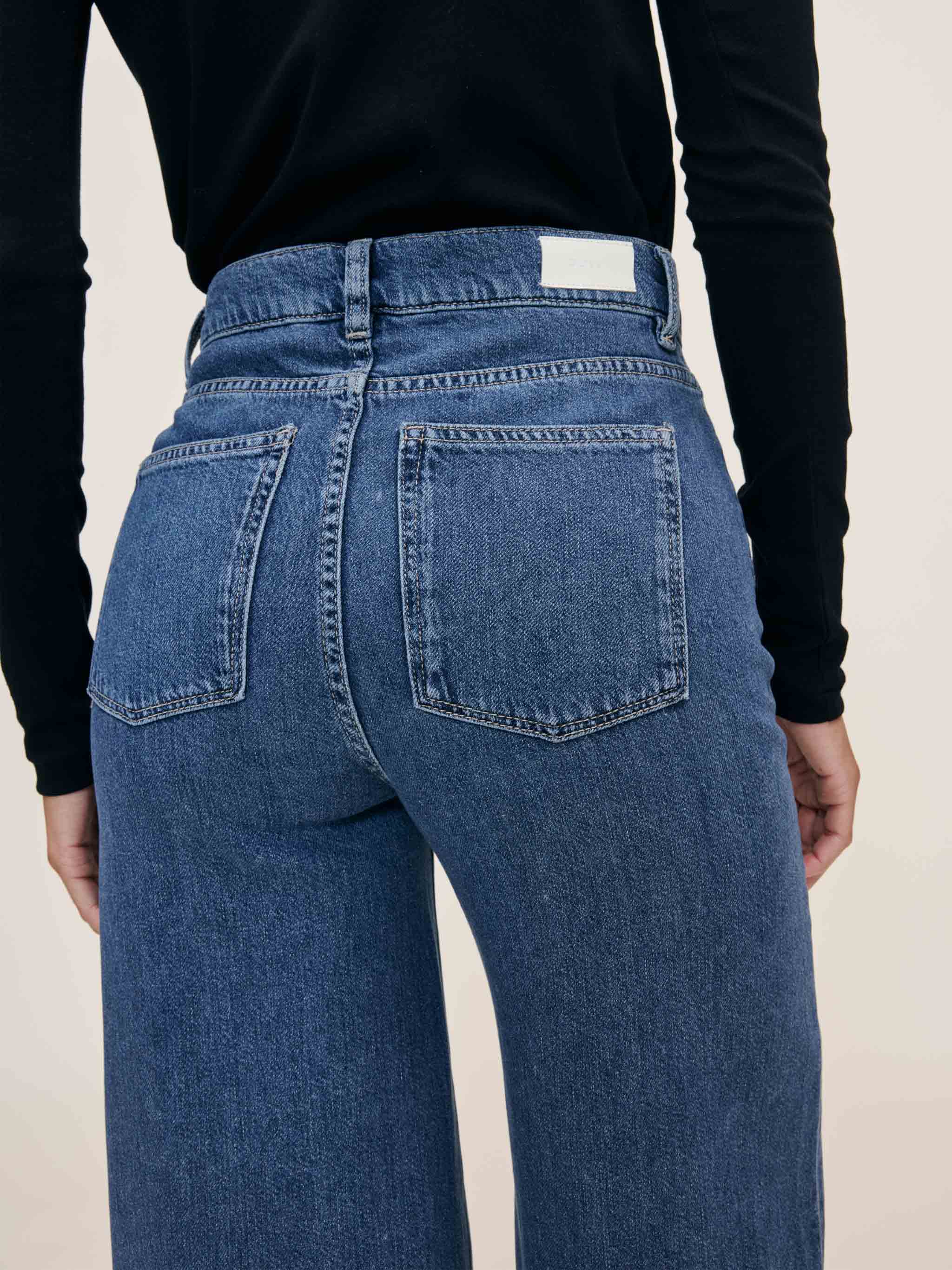women's wide leg blue jean