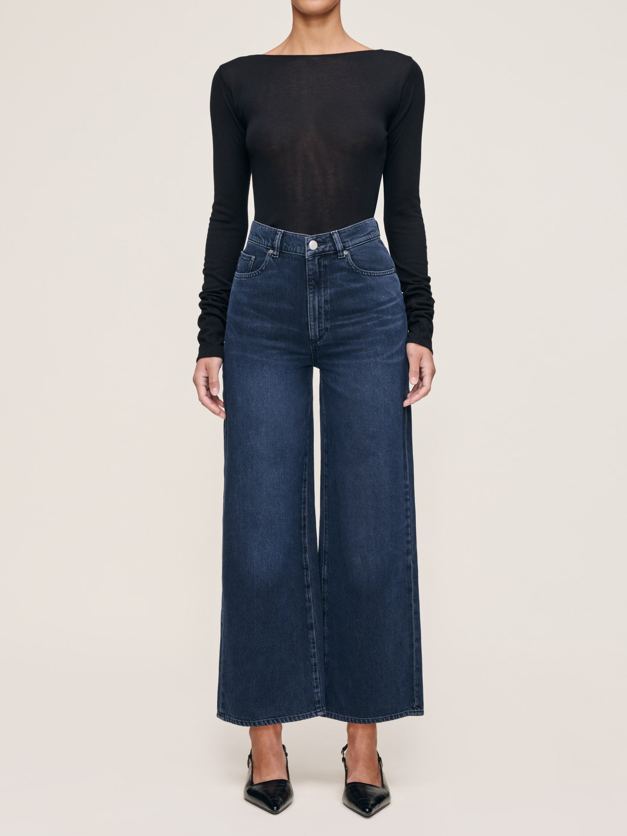 women's wide leg blue jean