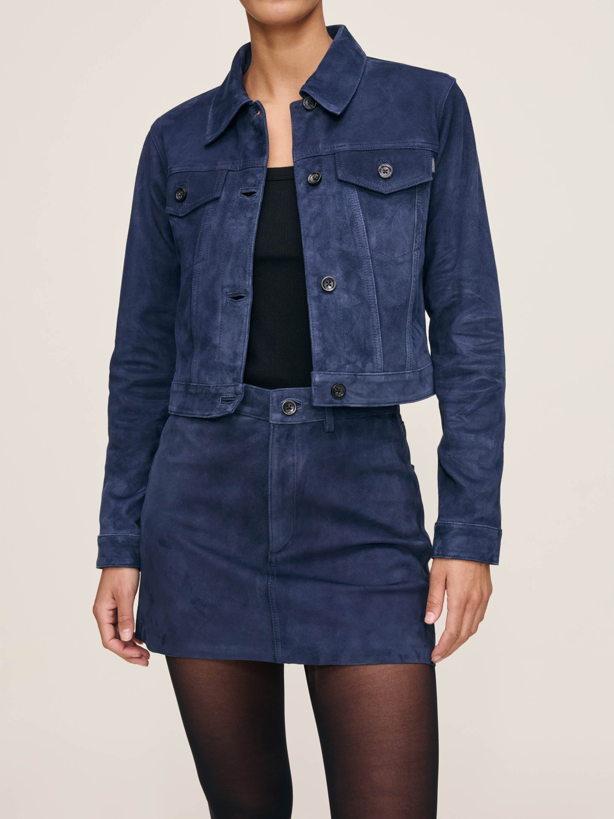 Vika Jacket | Navy Suede