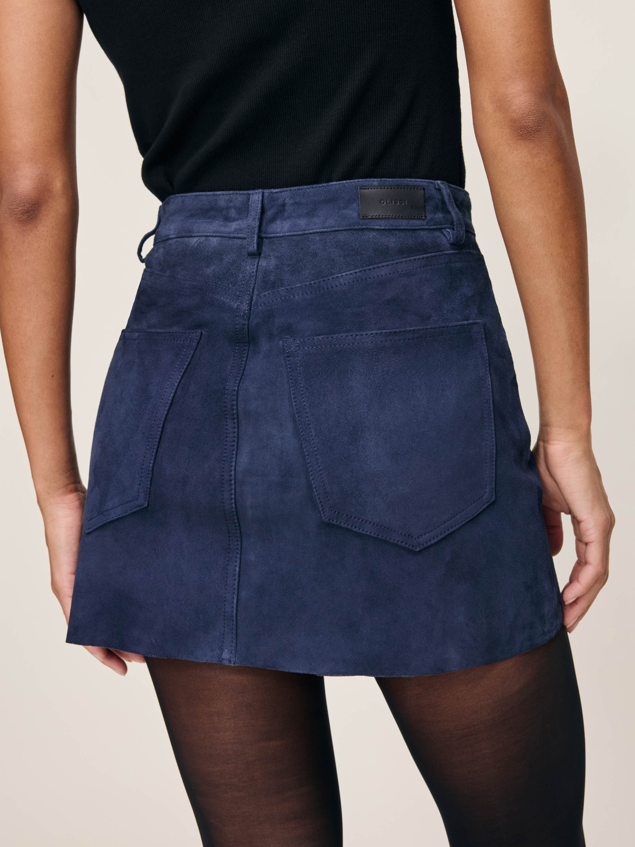 Alma Skirt Mini | Navy Suede