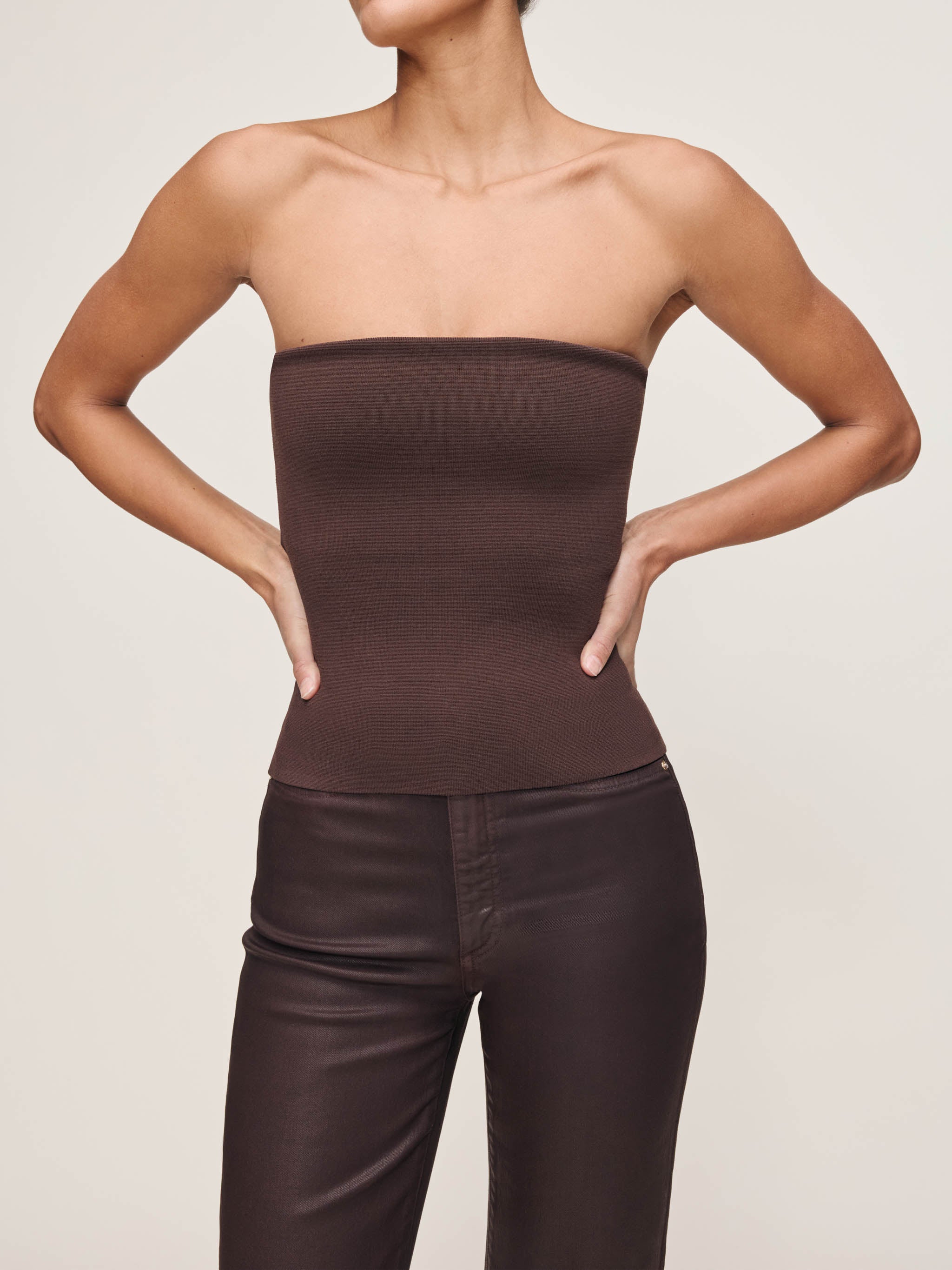 DL1961 Instasculpt Fine Knit Tube Women Top - Brown DL1961 Instasculpt Fine Knit Tube Women Top - Brown