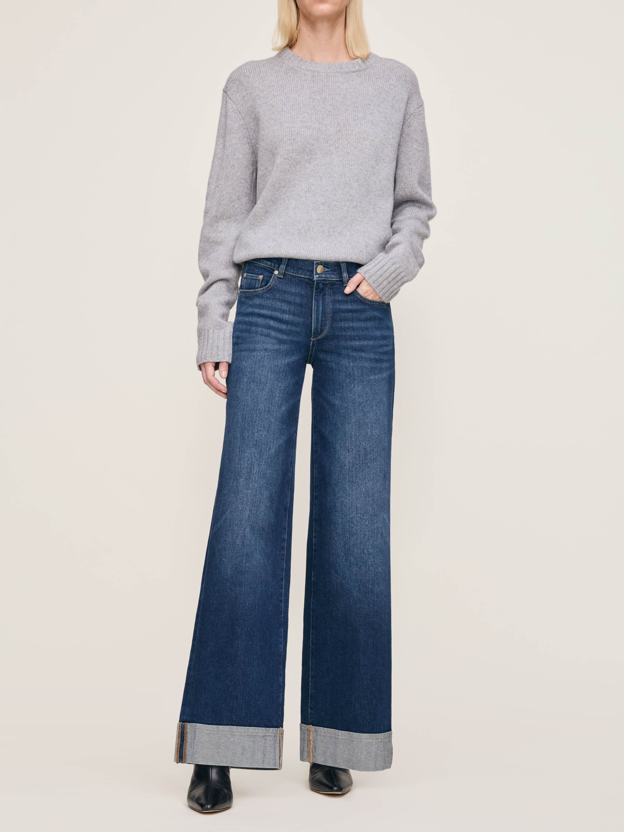 women's wide leg blue jean