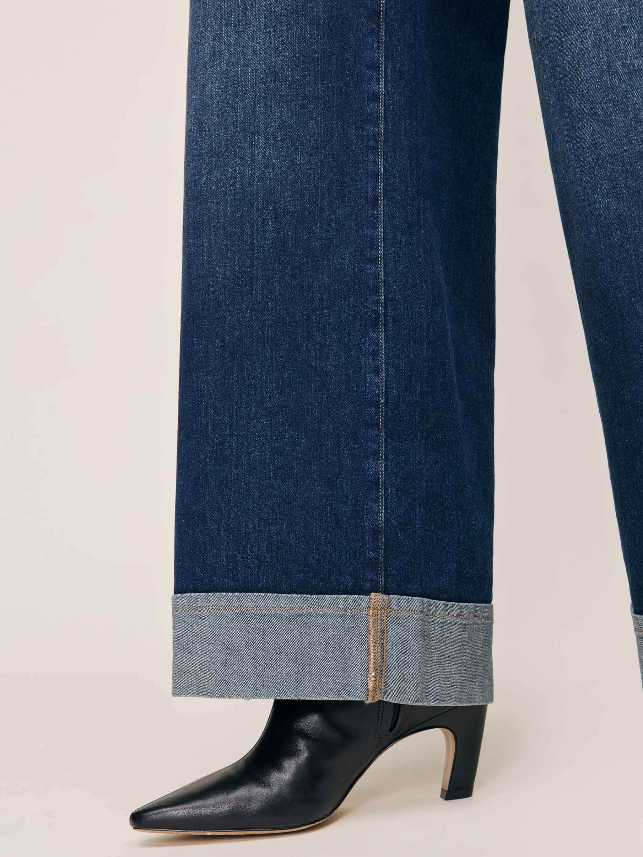 women's wide leg blue jean