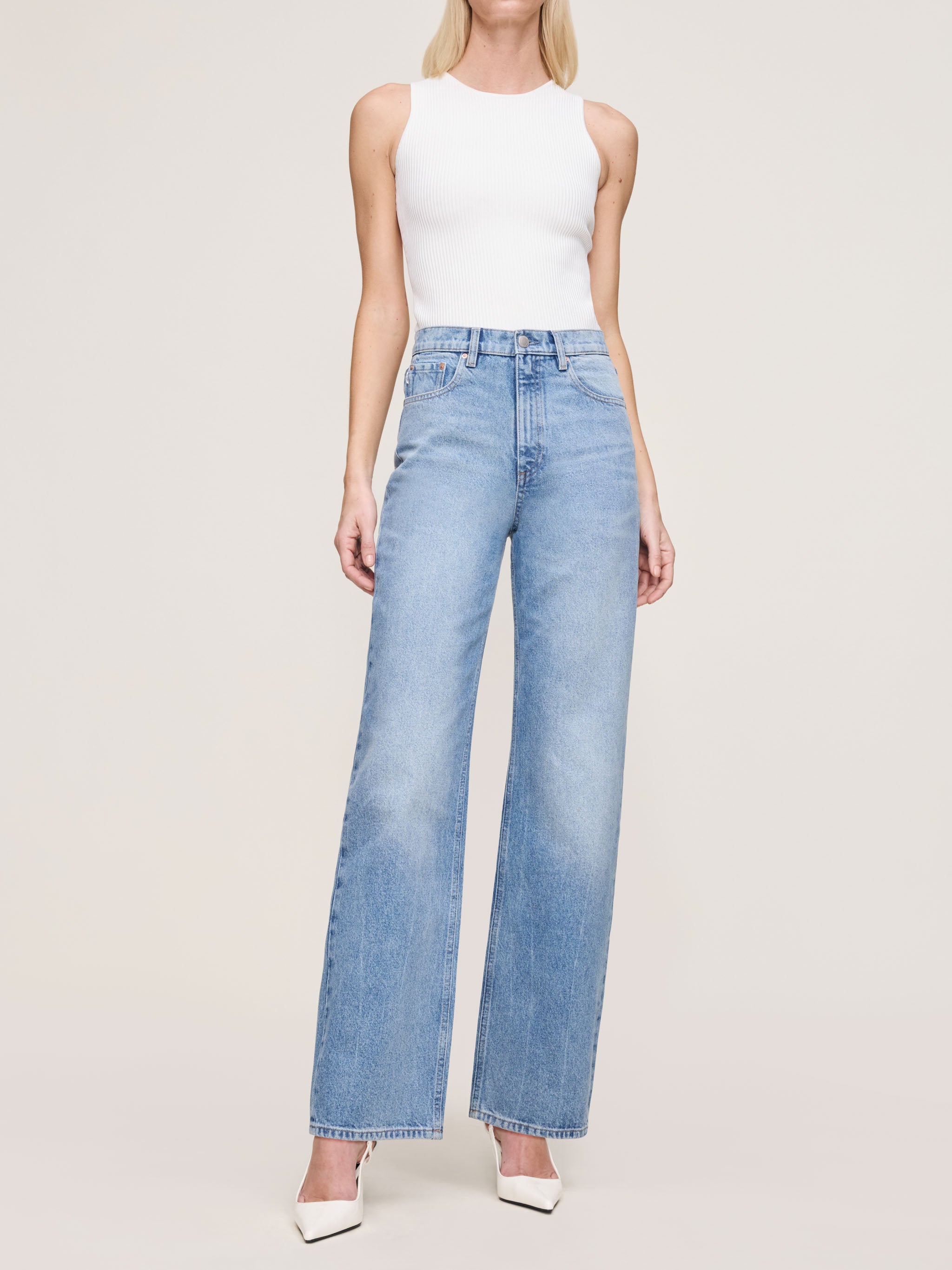 women's wide leg blue jean