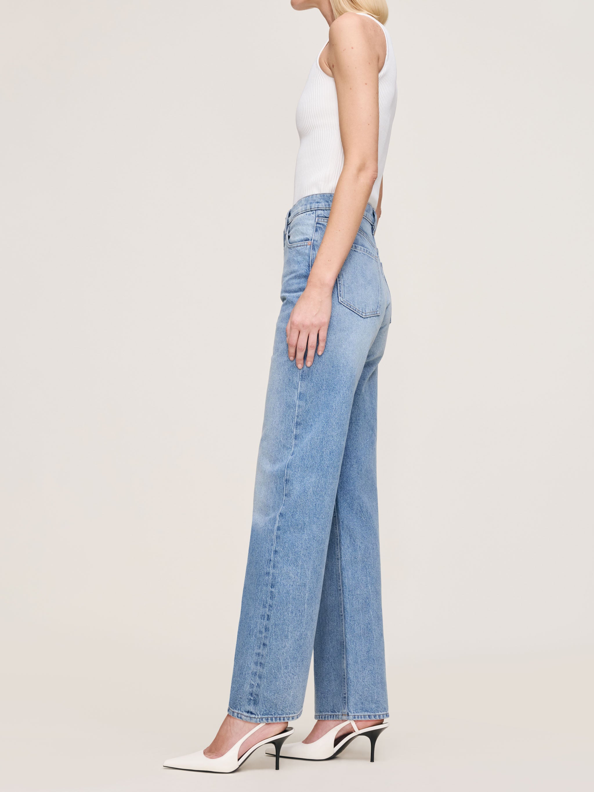 women's wide leg blue jean