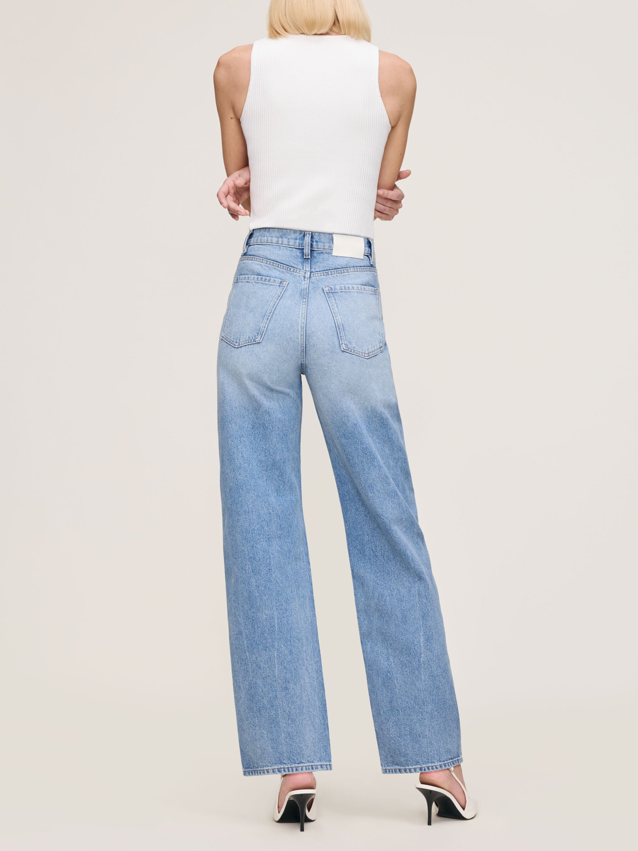 women's wide leg blue jean