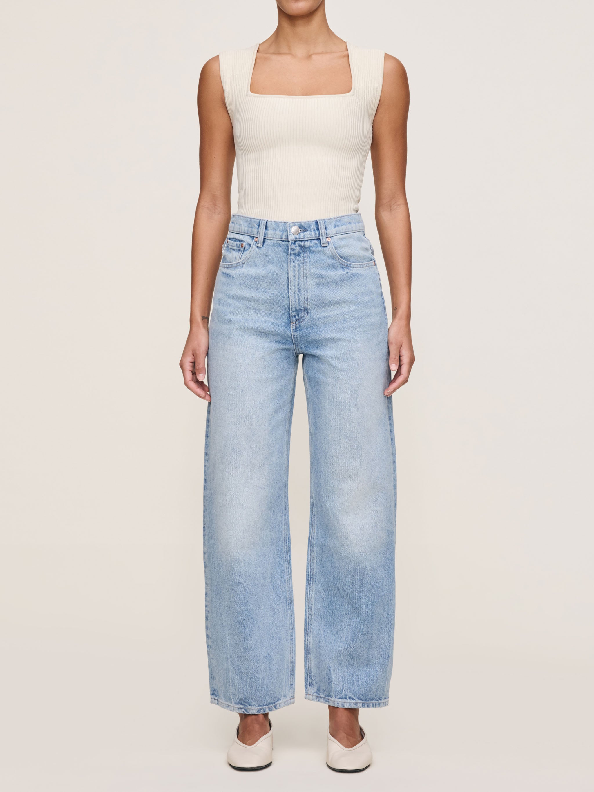 women's wide leg blue jean