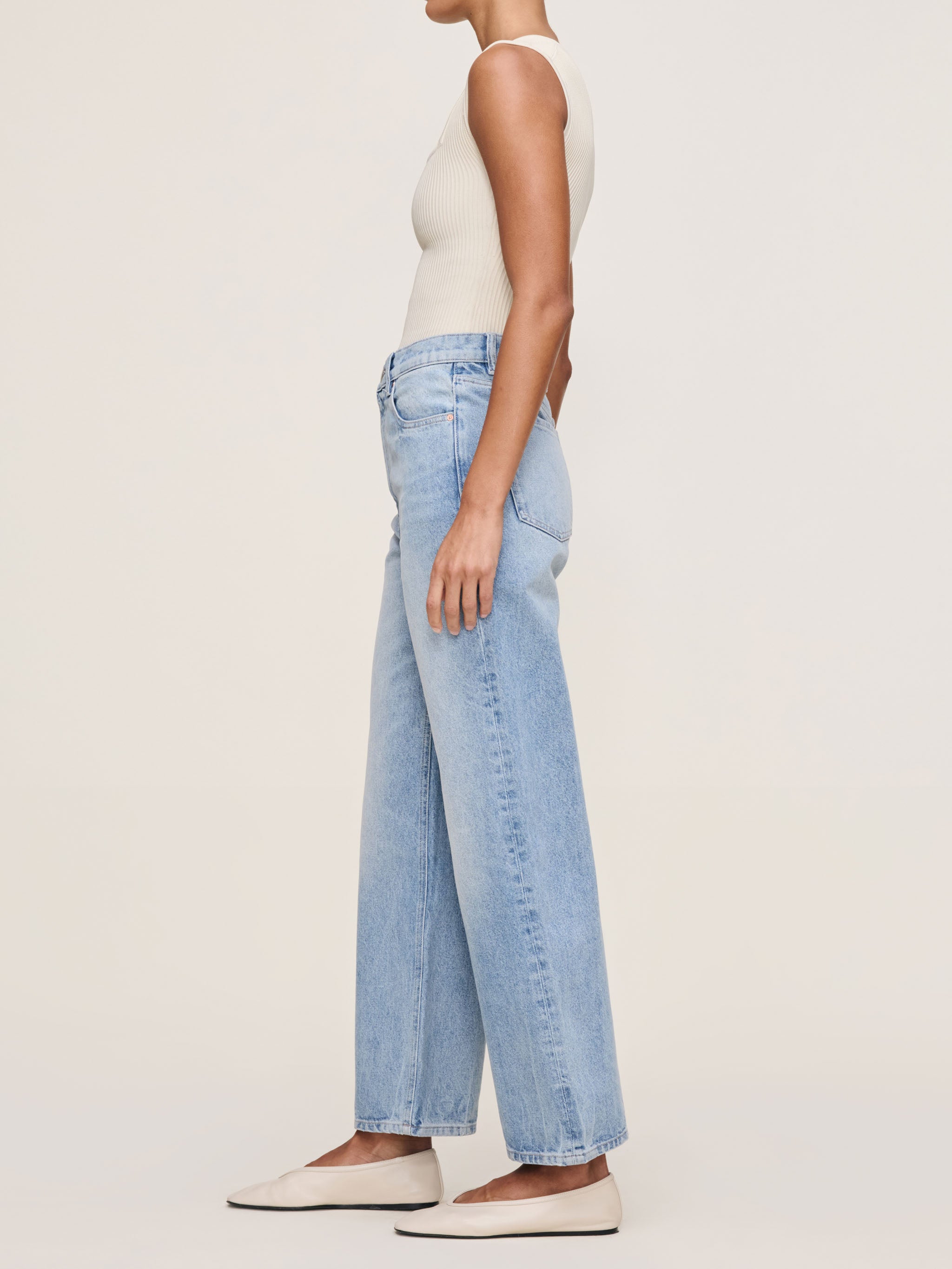women's wide leg blue jean