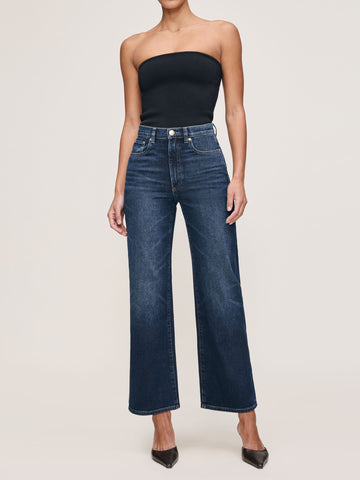 women's wide leg blue jean