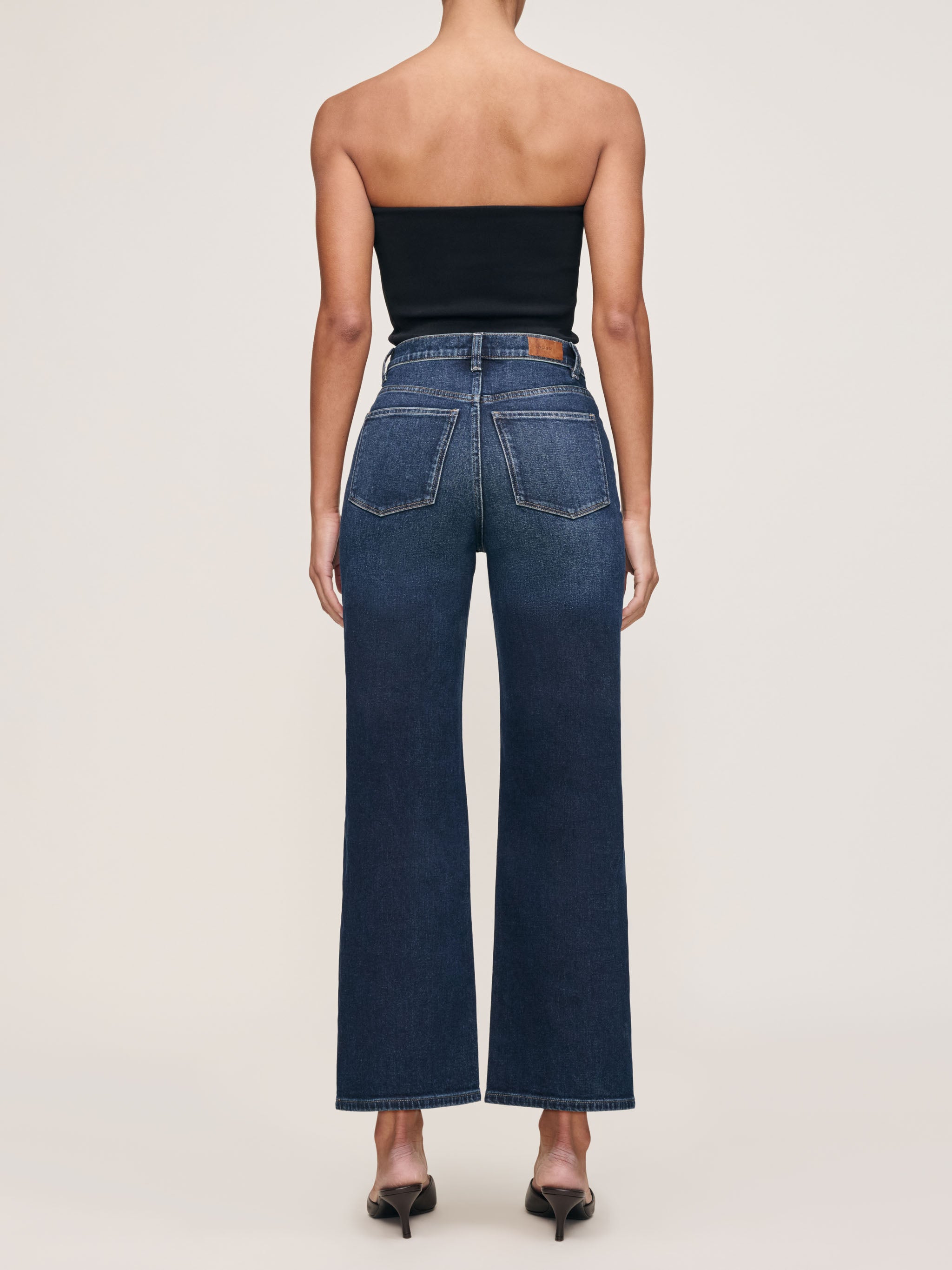 women's wide leg blue jean