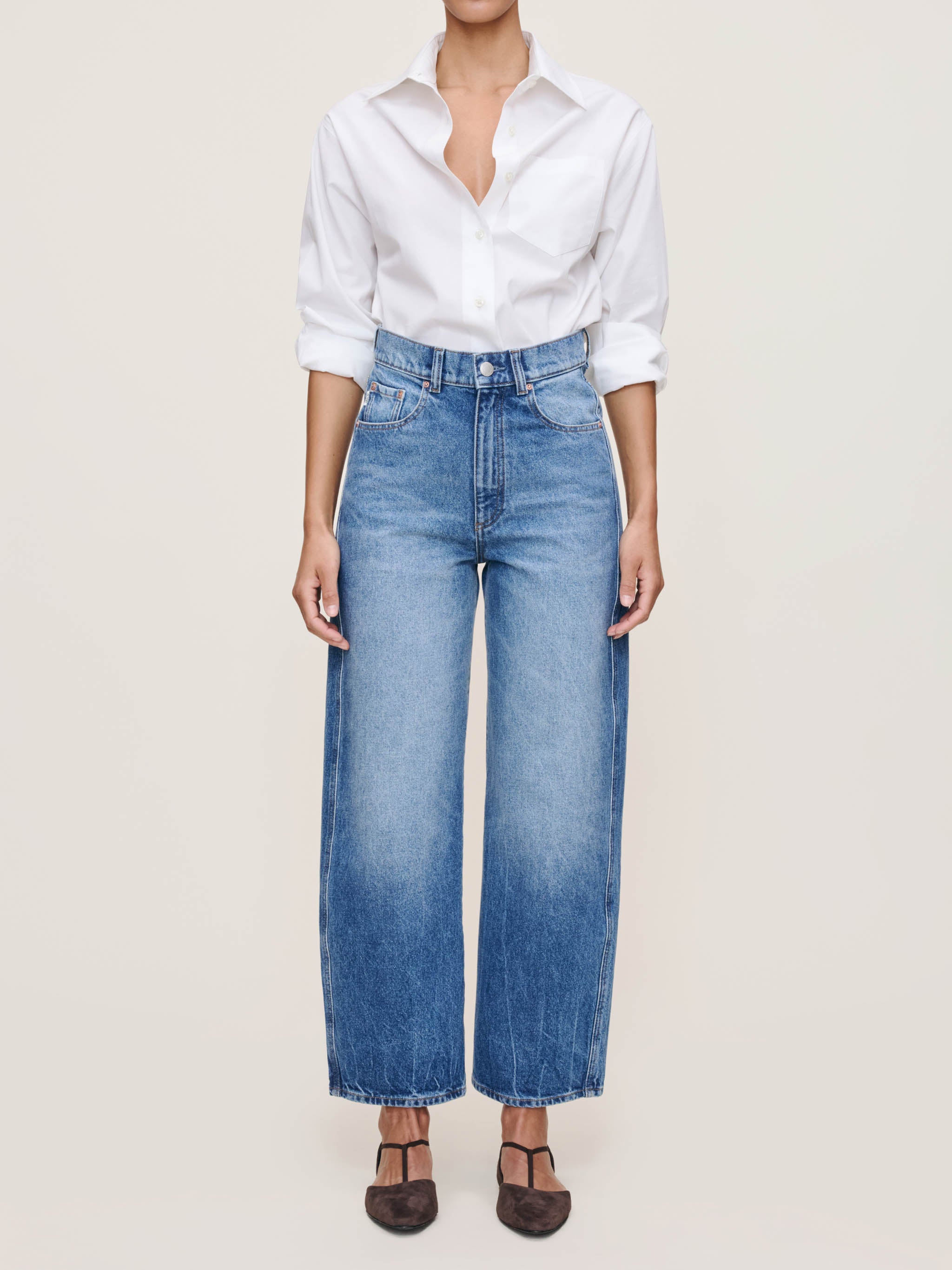 Taylor Relaxed Barrel High Rise Ankle Jeans | North Water